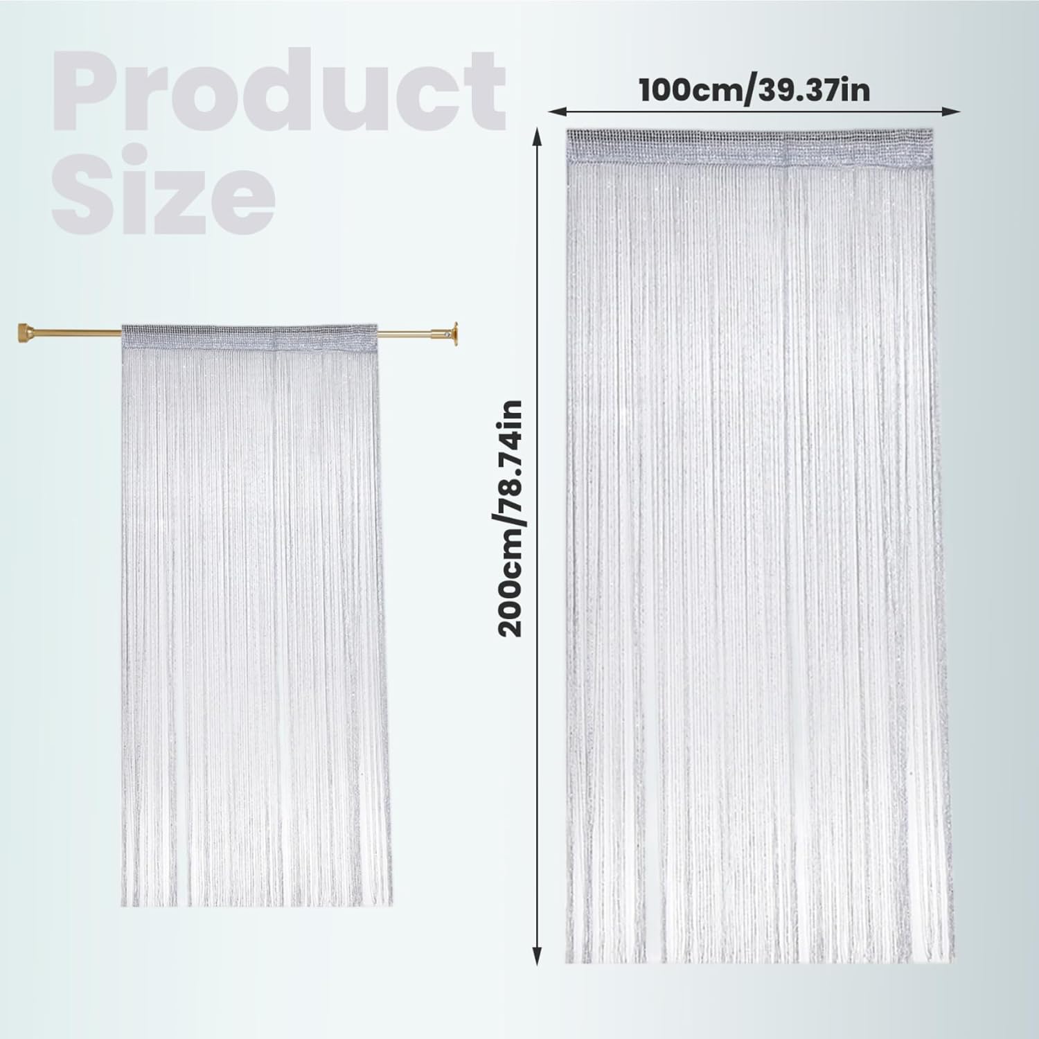 String Curtains 39x79 Inch Shiny Lightweight Polyester Doorway Curtains with Rod Pocket