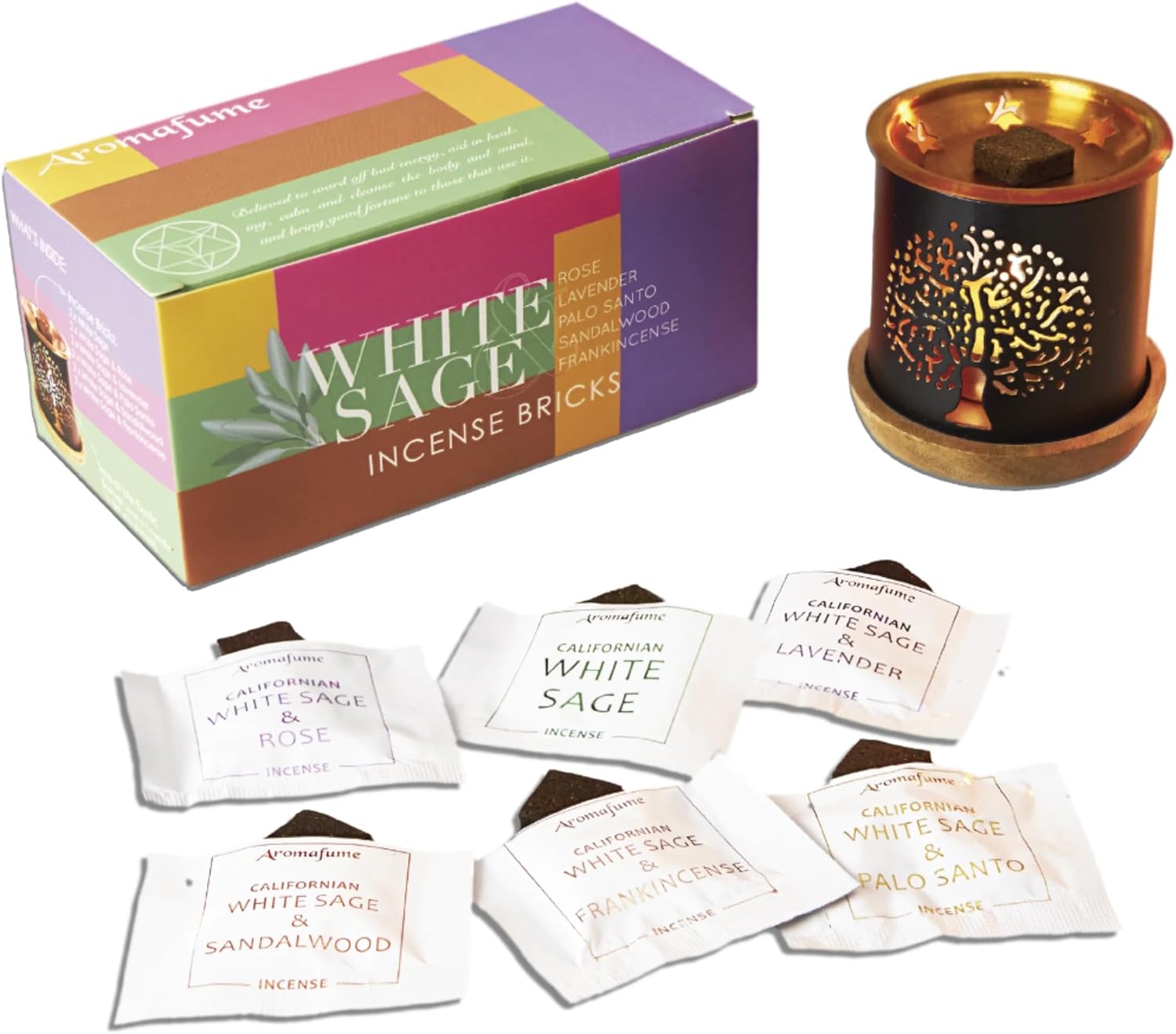 Aromafume White Sage Incense Brick Gift Set
