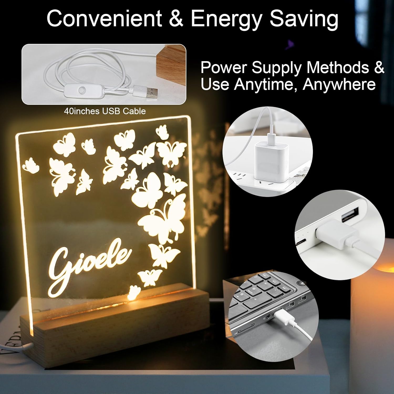 4-Pack 6 Inch Wooden Light Base with Acrylic Display Boards