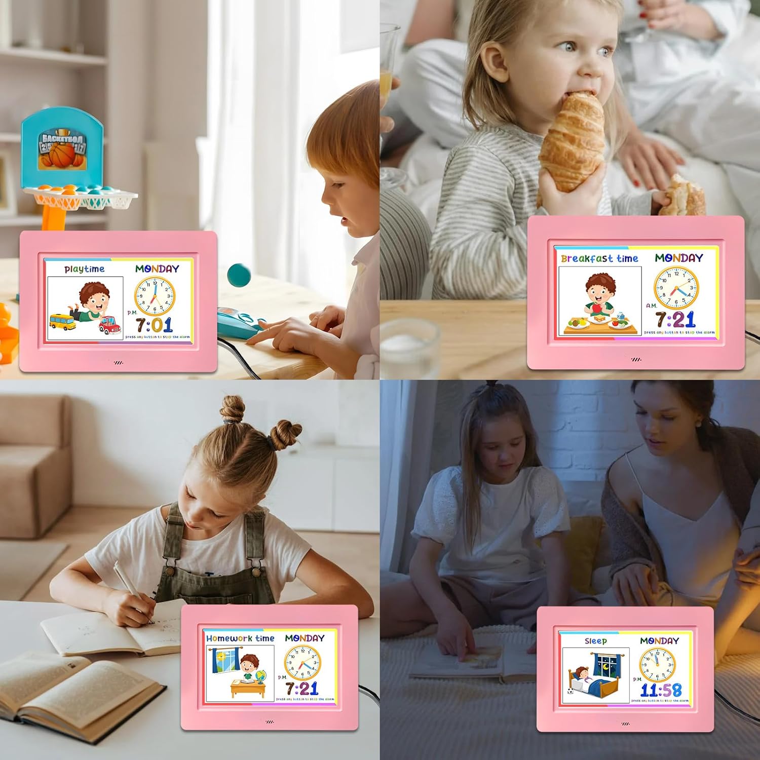 SSYA Digital Clock with 20 Alarms and Clear Display for Kids