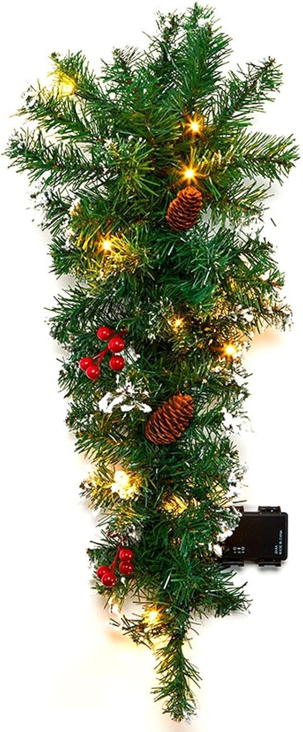 Snow-Tipped Winter Greenery Vertical Swag
