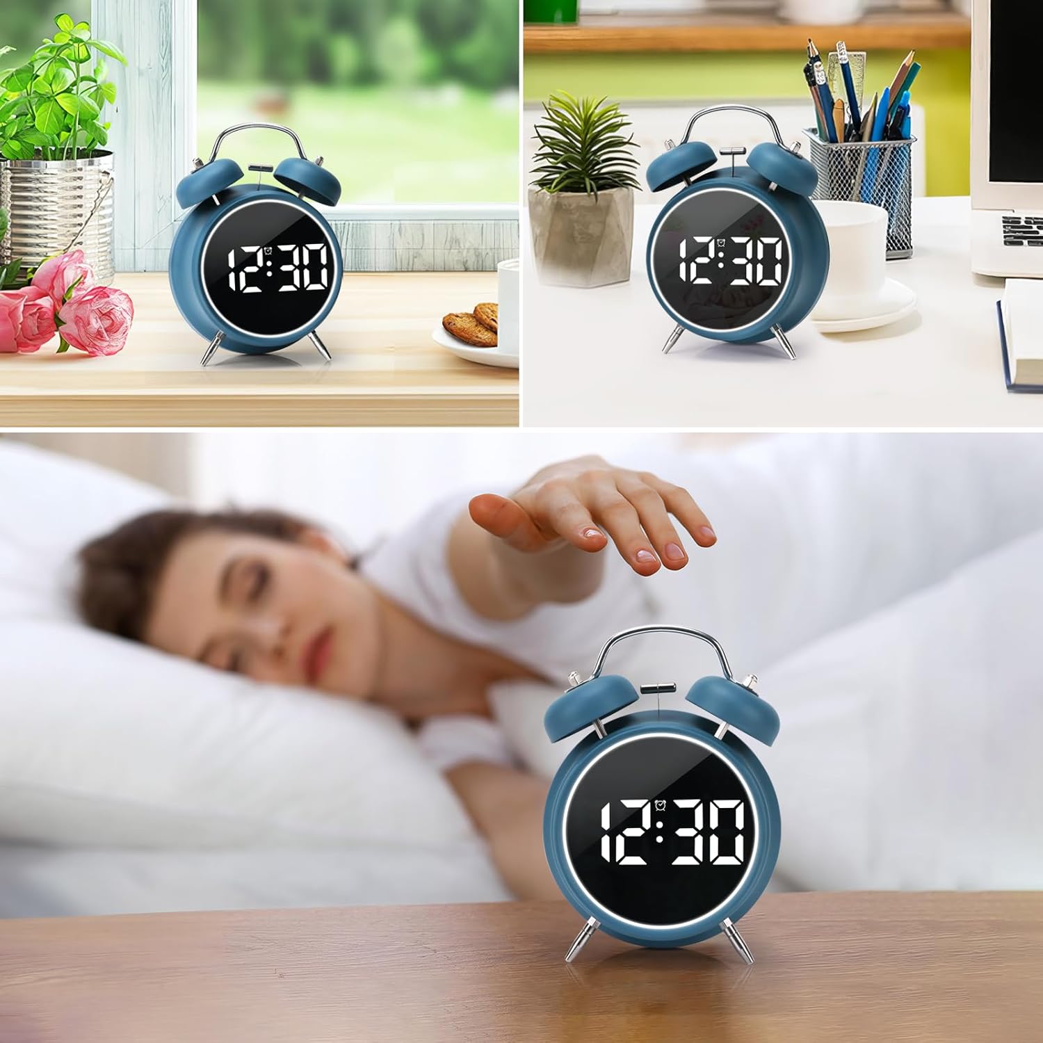 JUSTUP Loud Alarm Clock with LED Display and Night Light