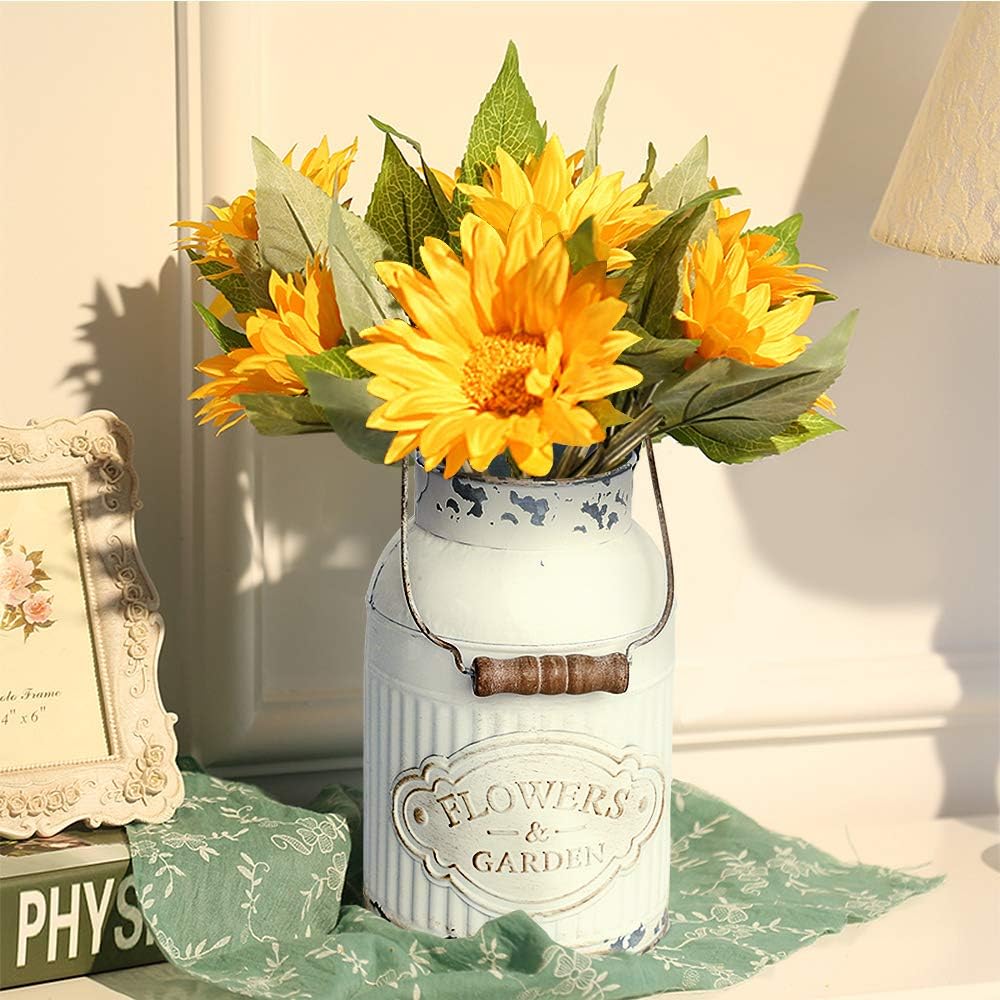 Yoillione Farmhouse Decor Milk Jug Vase White