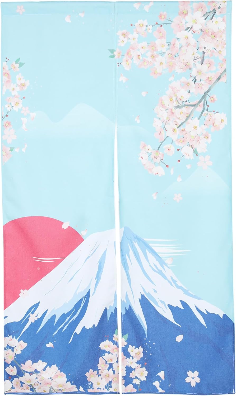 Japanese Noren Door Curtain with Cherry Blossom Print