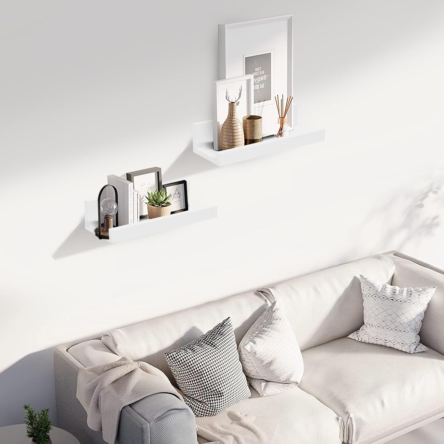 Muzilife 12 Inch Floating Wall Ledge Shelves Set of 2