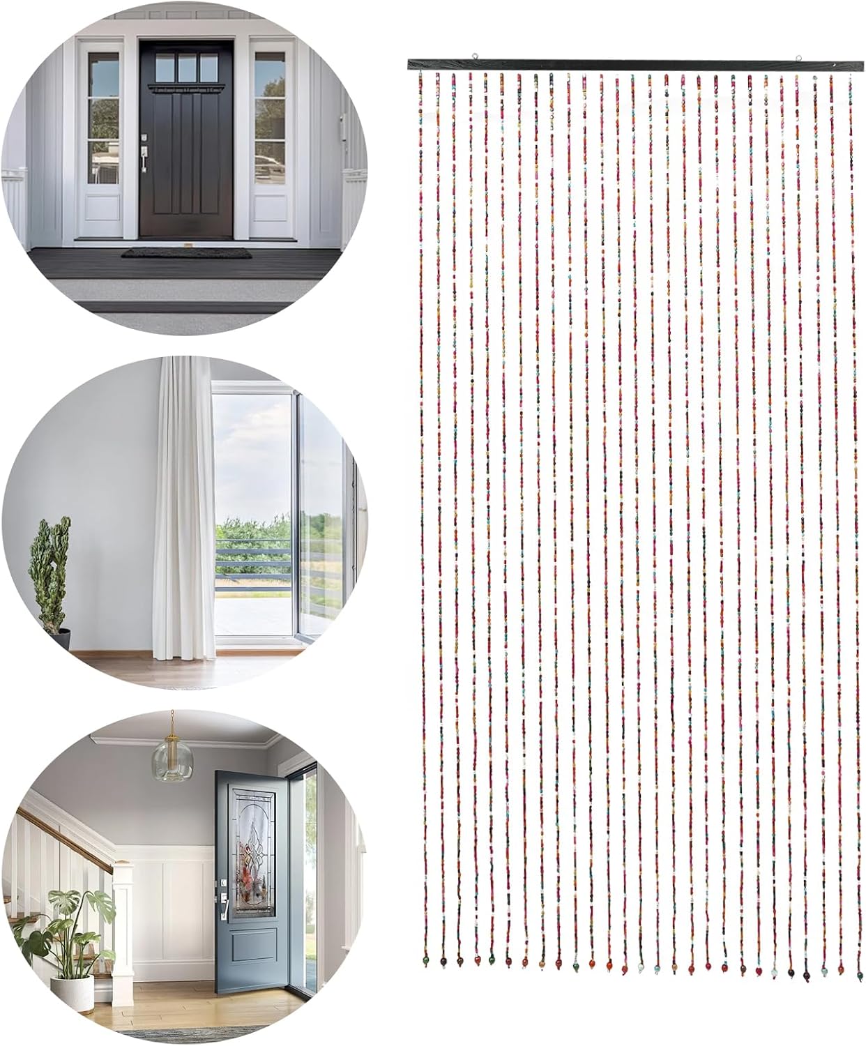 Wood Beaded Curtain for Doorway Room Divider 3543L x 689H