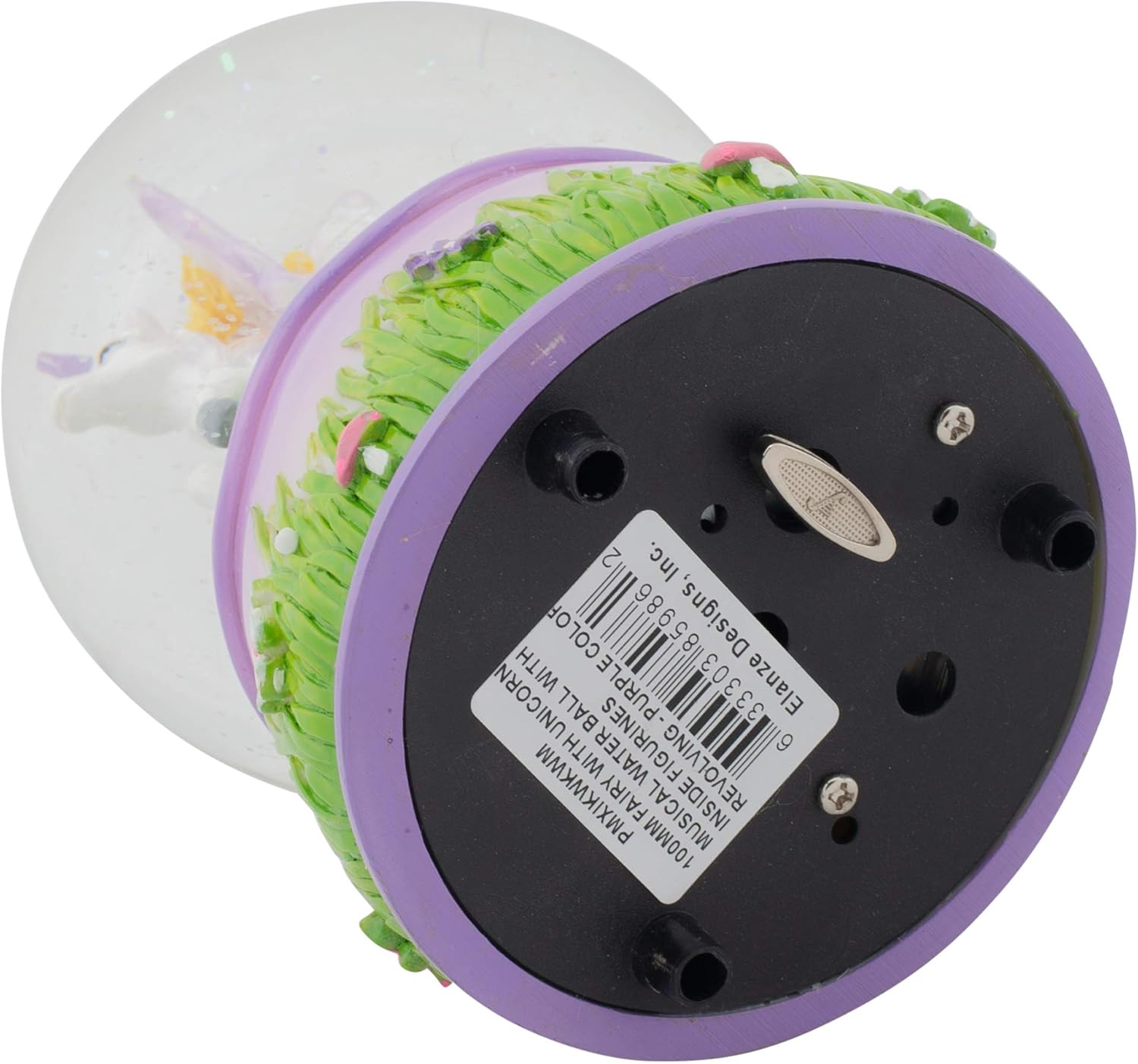 Purple Fairy and Unicorn Rotating Musical Snow Globe