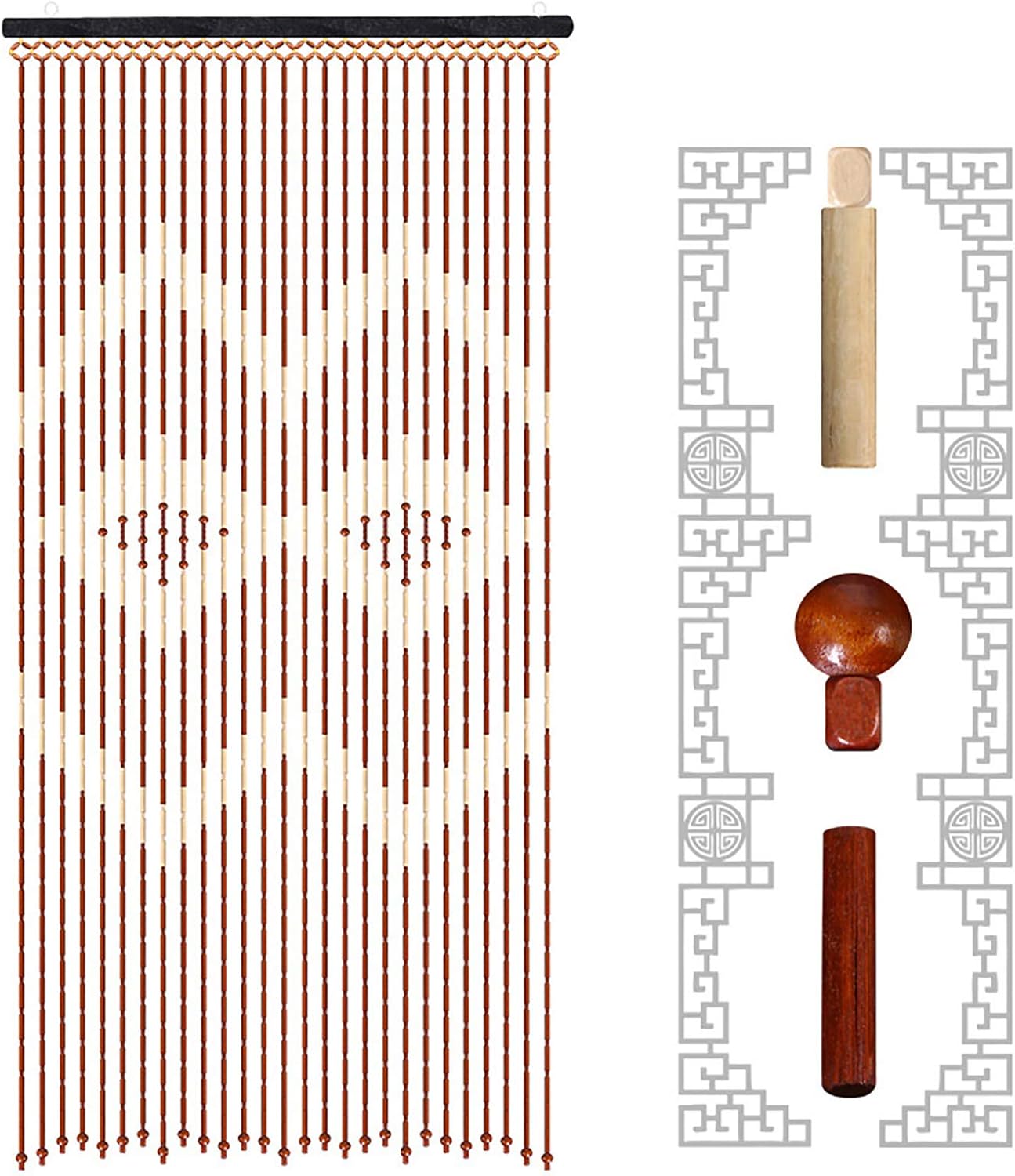 Bamboo Wood Bead Curtain with 27 Lines