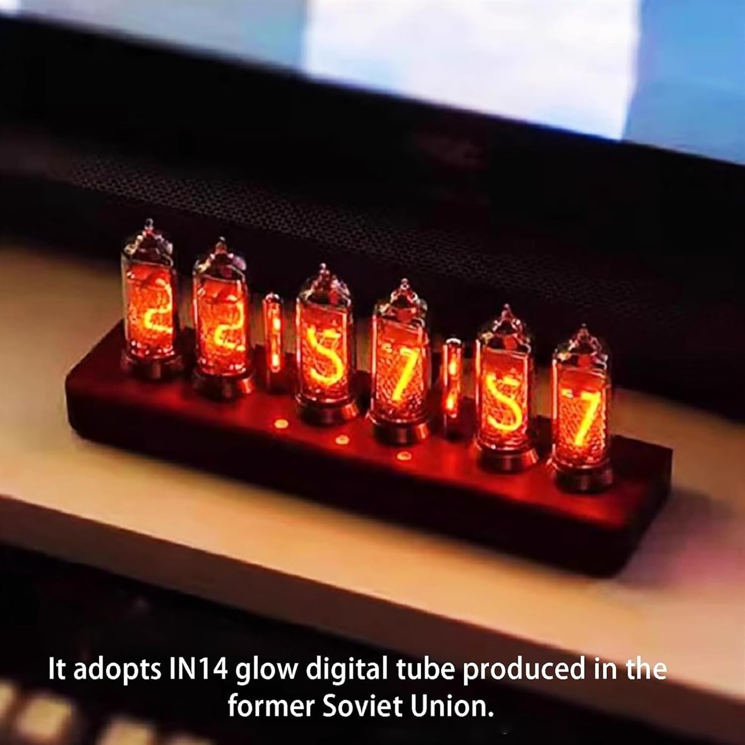 Glow Digital Tube Clock with Adjustable Brightness and Touch Control