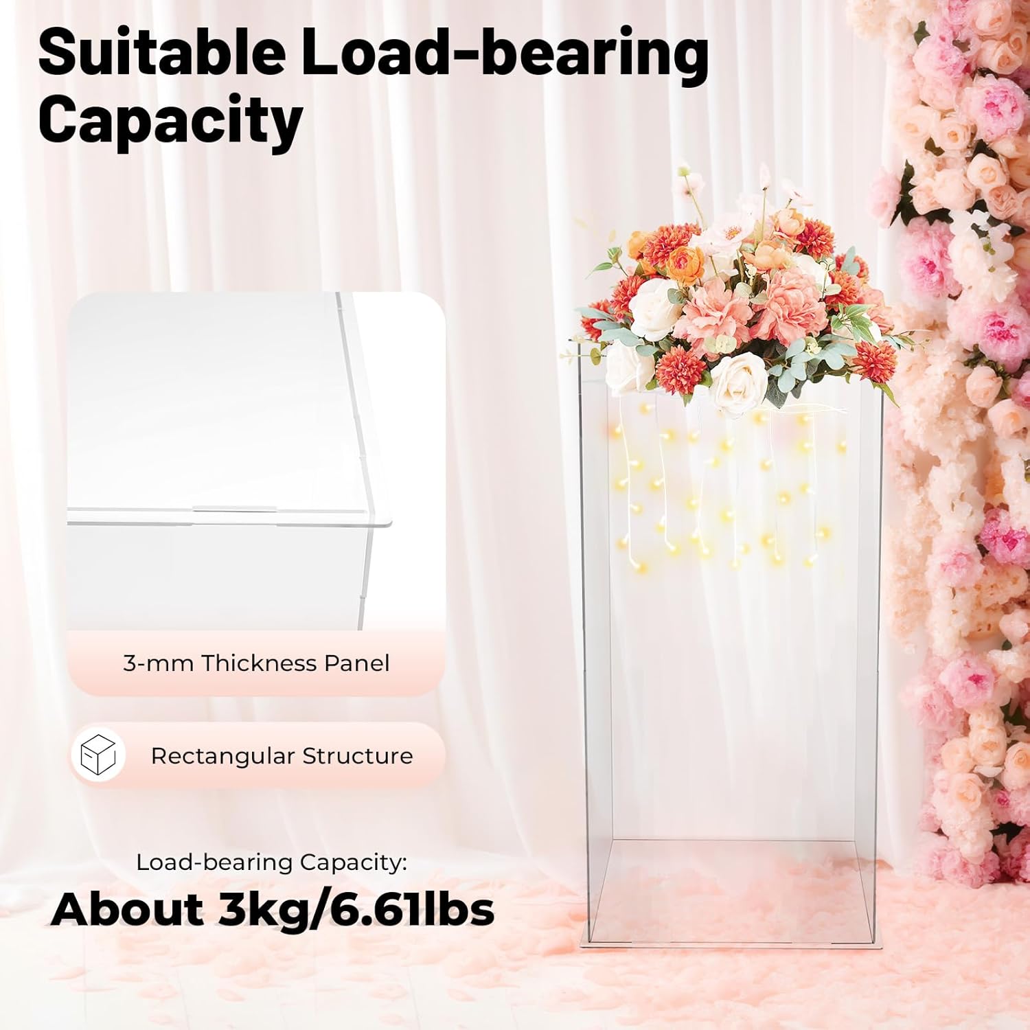 Clear Tall Acrylic Display Pedestal 12x12x24