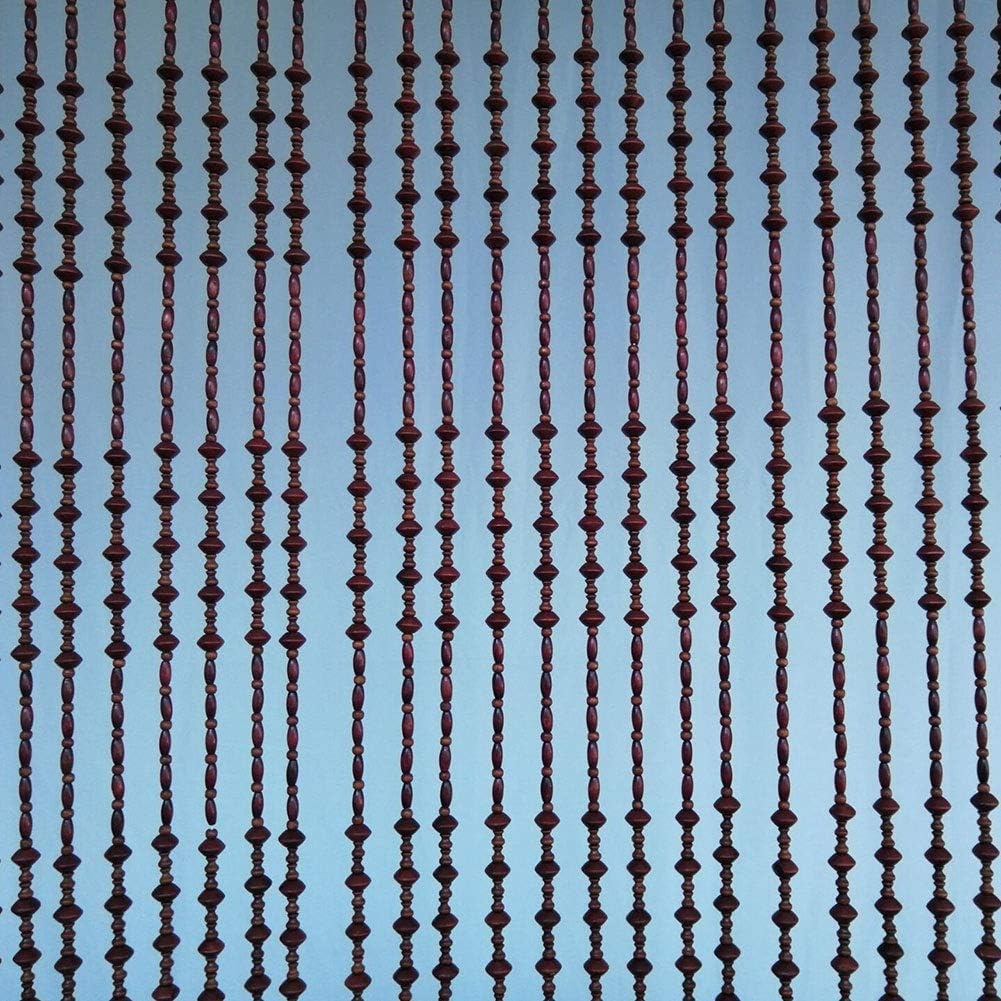 OKUOKA Red Wine Wooden Beaded Door Curtain