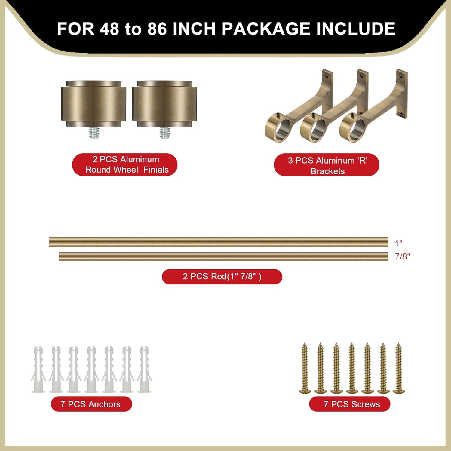 Antique Bronze Curtain Rod 48-86 Inches