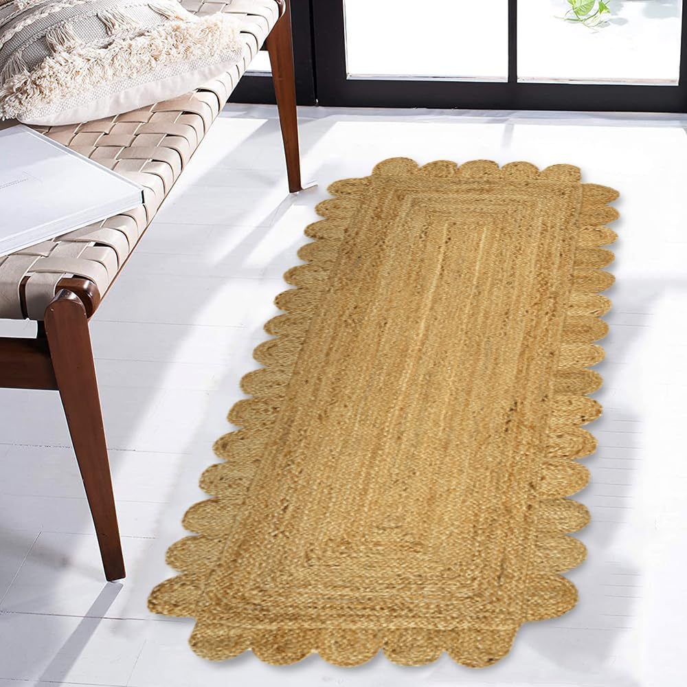GRUHUM Scalloped Jute Runner Rug 26 x 10ft