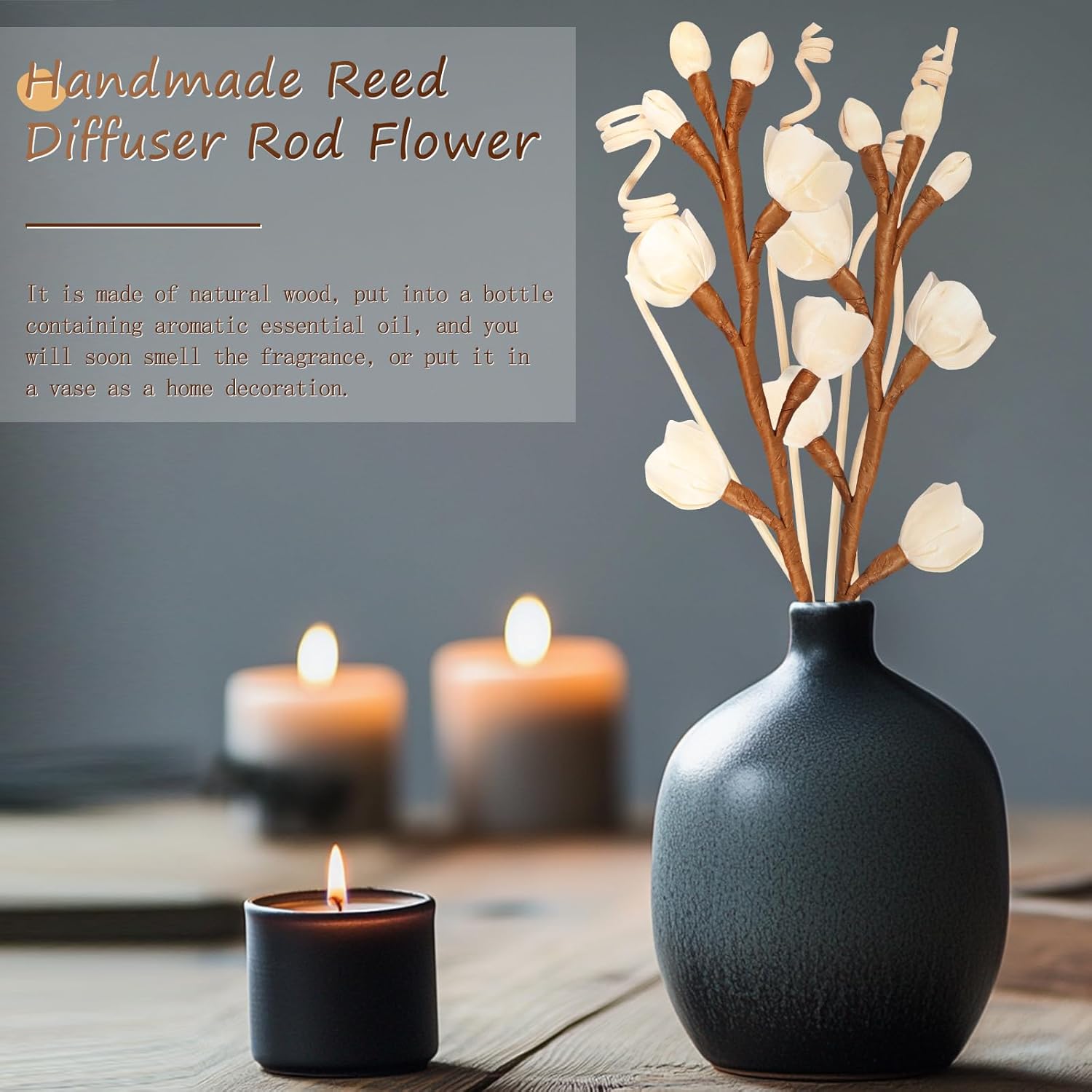 XDINGYY Reed Diffuser Sticks Set 8 Sticks 4 Flowers