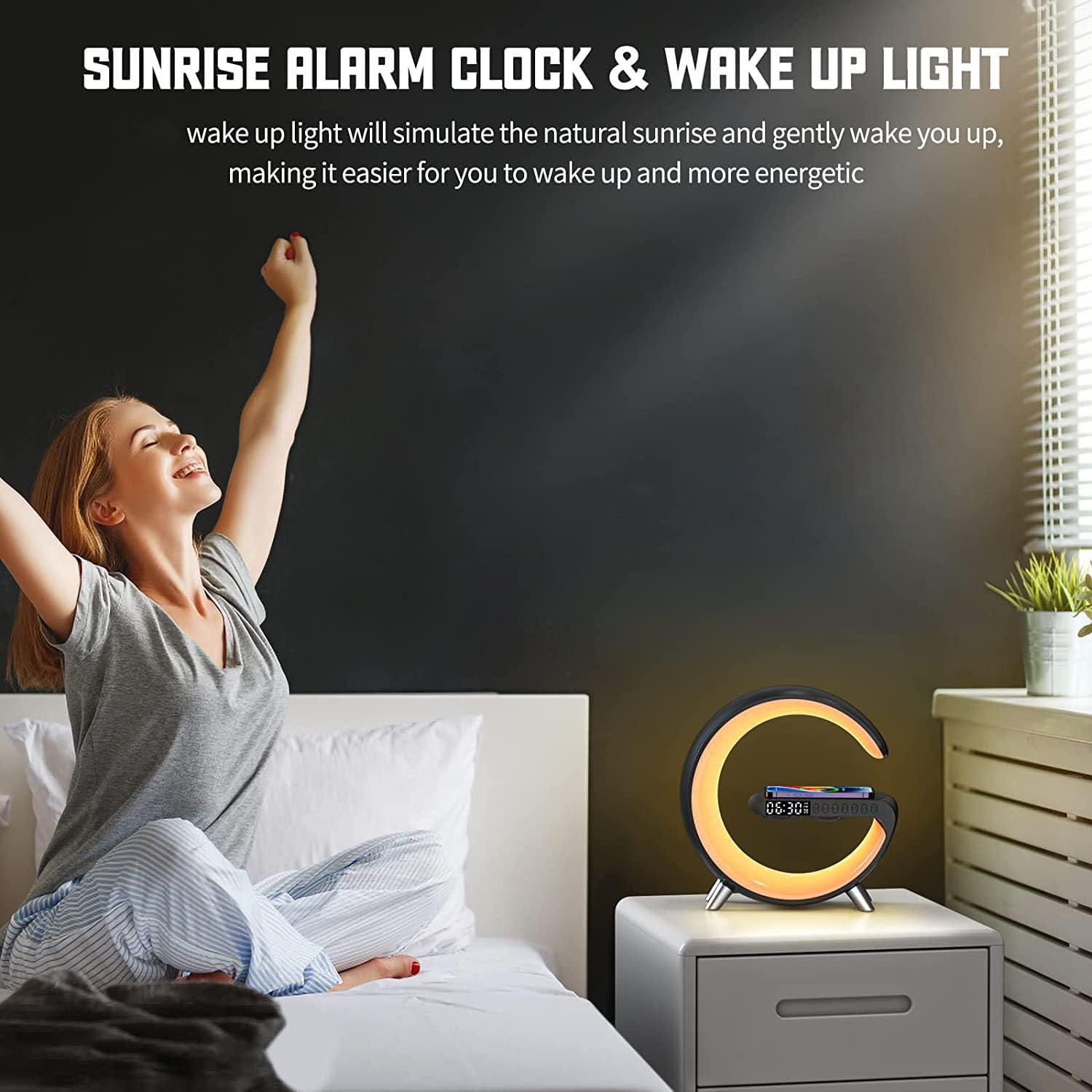 LED Wireless Charger Ambience Light with Bluetooth Audio Clock
