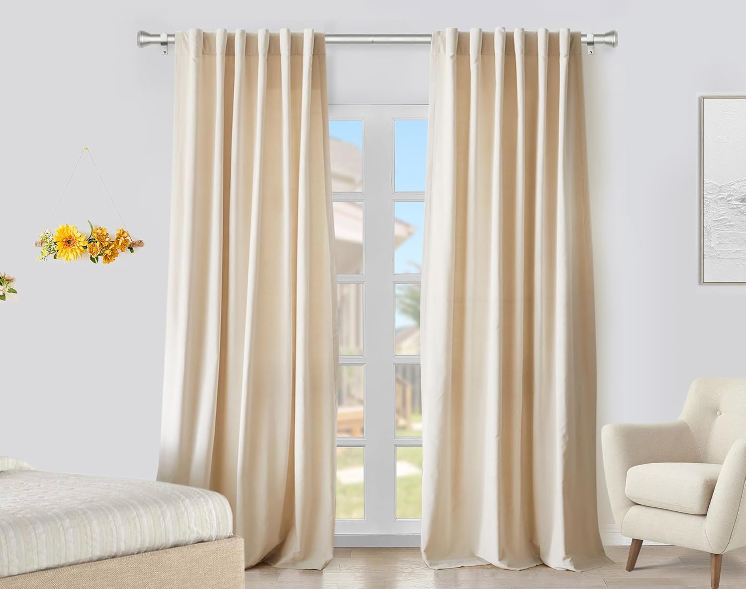 Heavy Duty Curtain Rod 66-120 Inch Silver