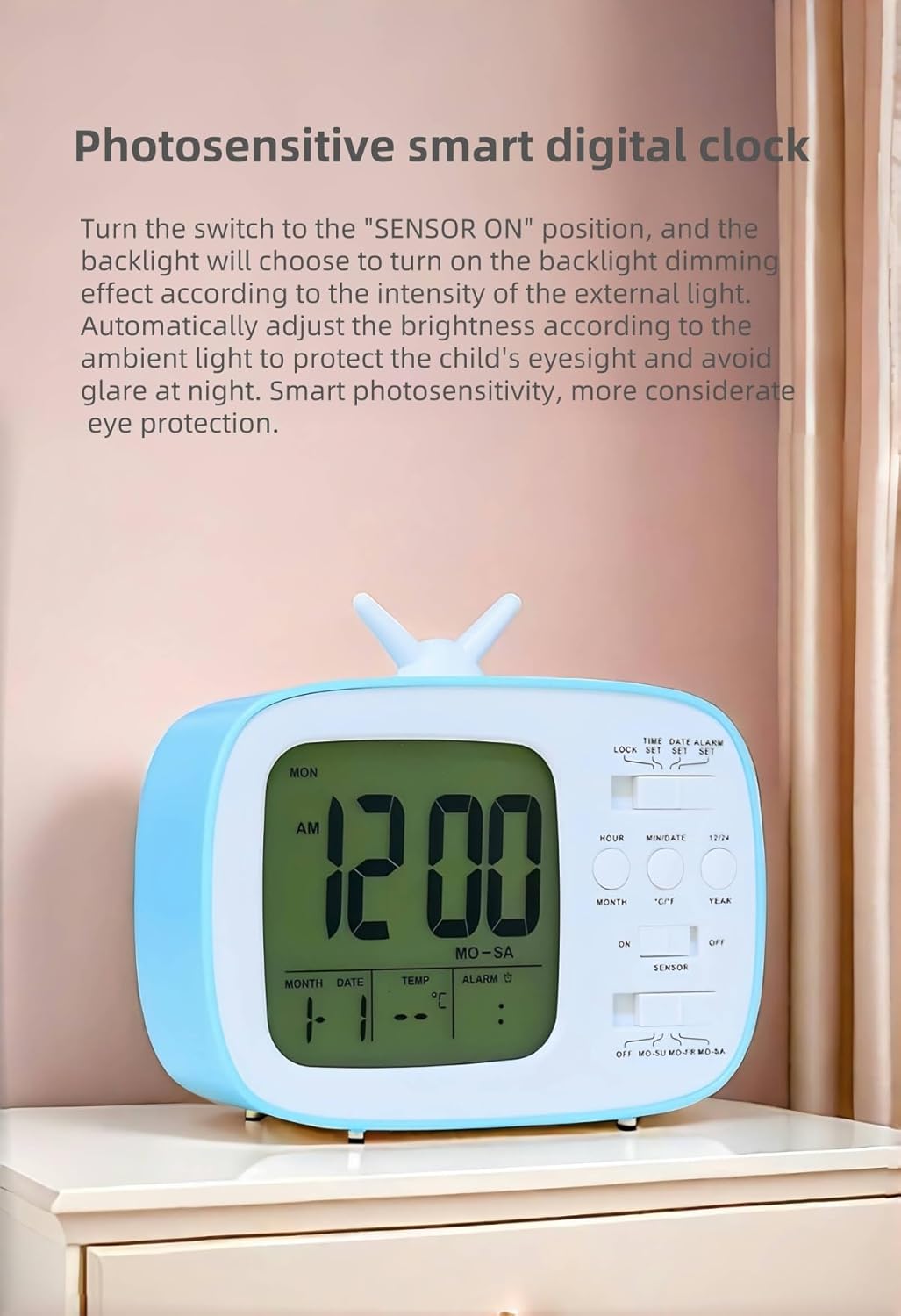 YHFITN Smart Digital Alarm Clock for Kids Bedroom Green