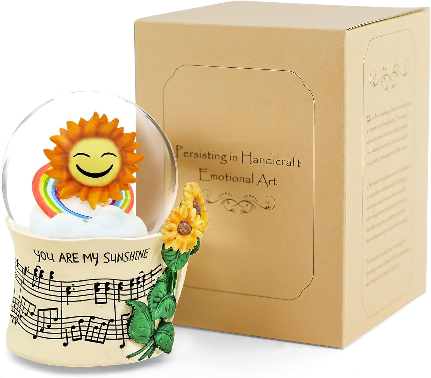 Sunflower Music Box with Light and Snow Globe