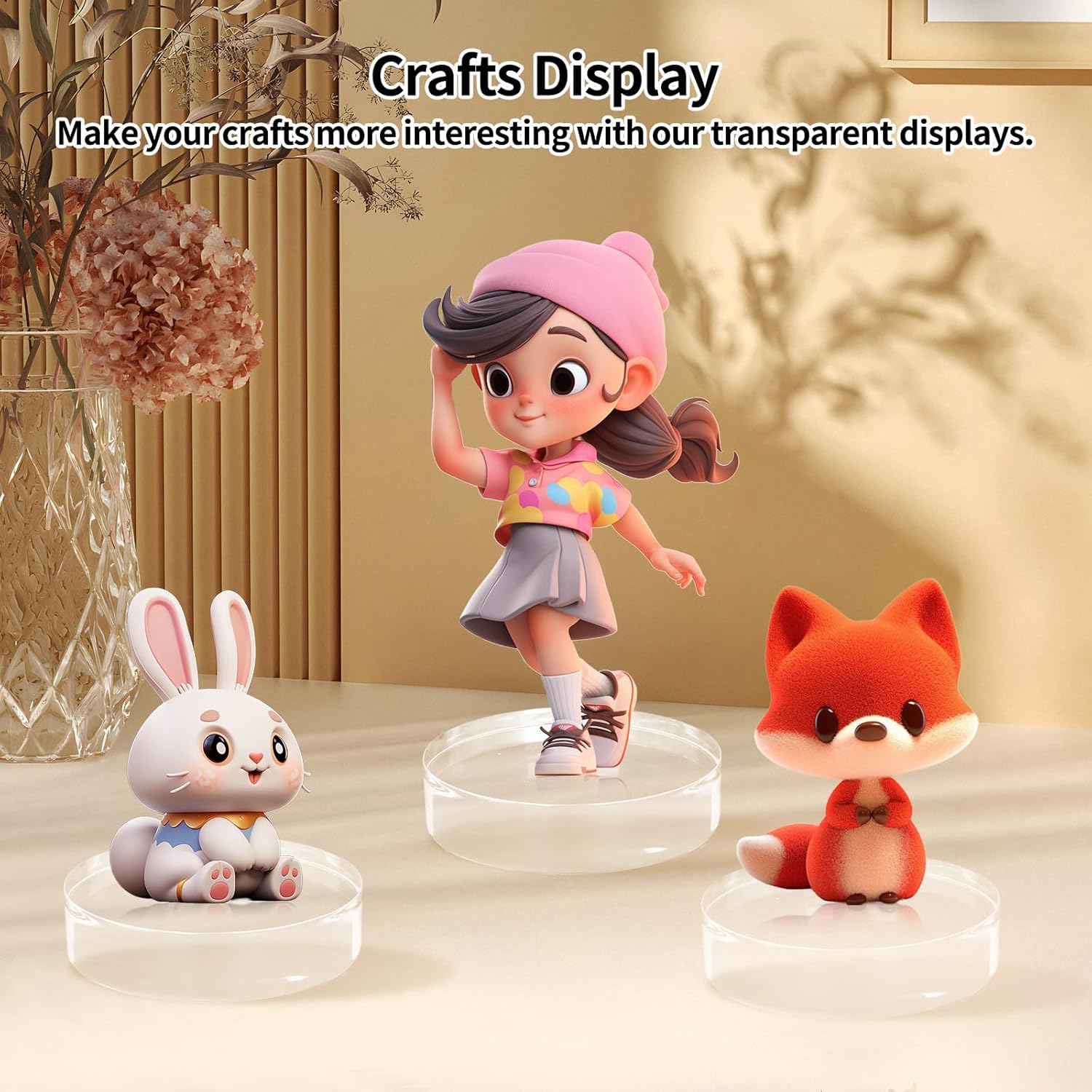 4 Pack Acrylic Round Display Blocks for Table Showcases