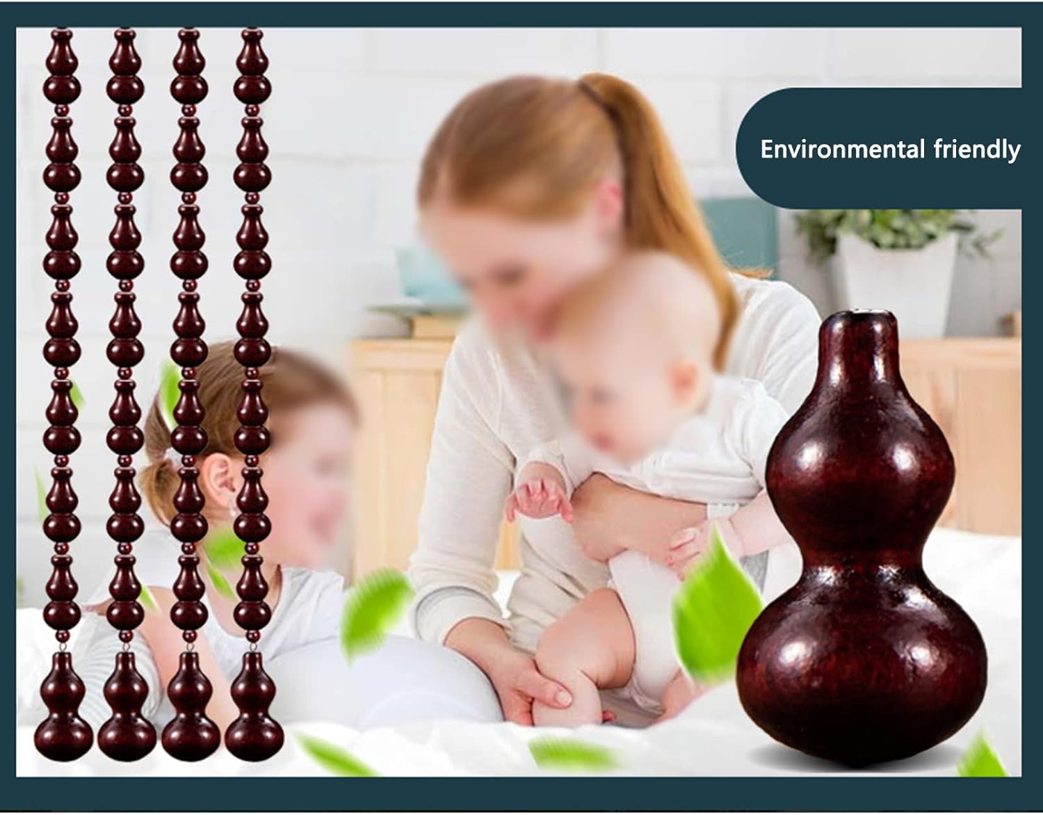 KDDEON Natural Wood Bead Curtain for Doorways and Windows