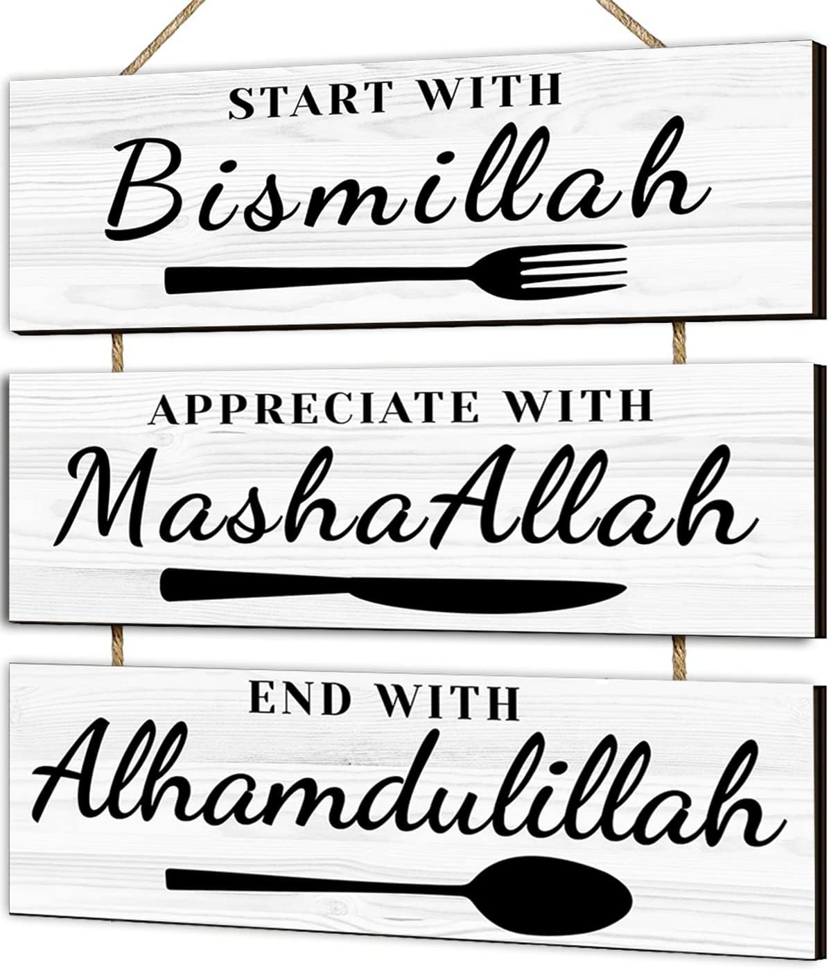 Dazingart Islamic Bismillah Wall Decor Sign 3 Panels