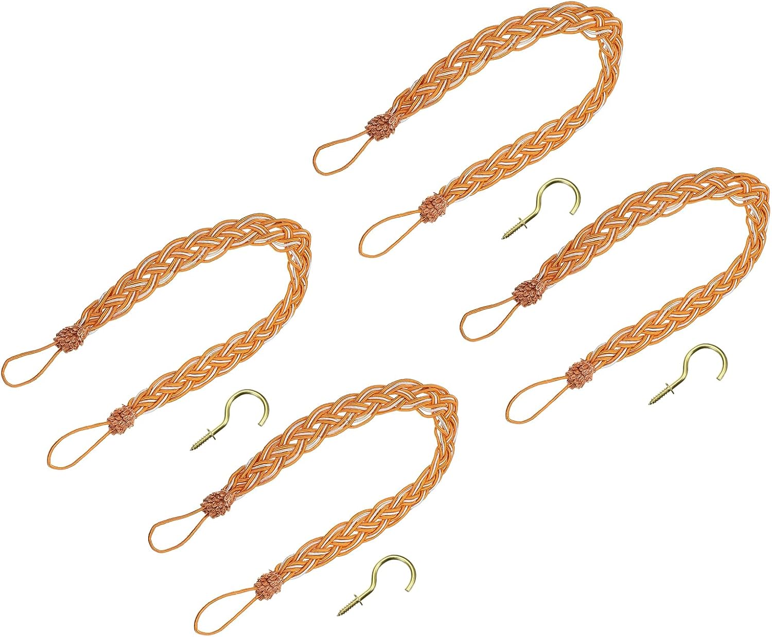 Uxcell 4Pcs Curtain Tiebacks with Braided Design Orange