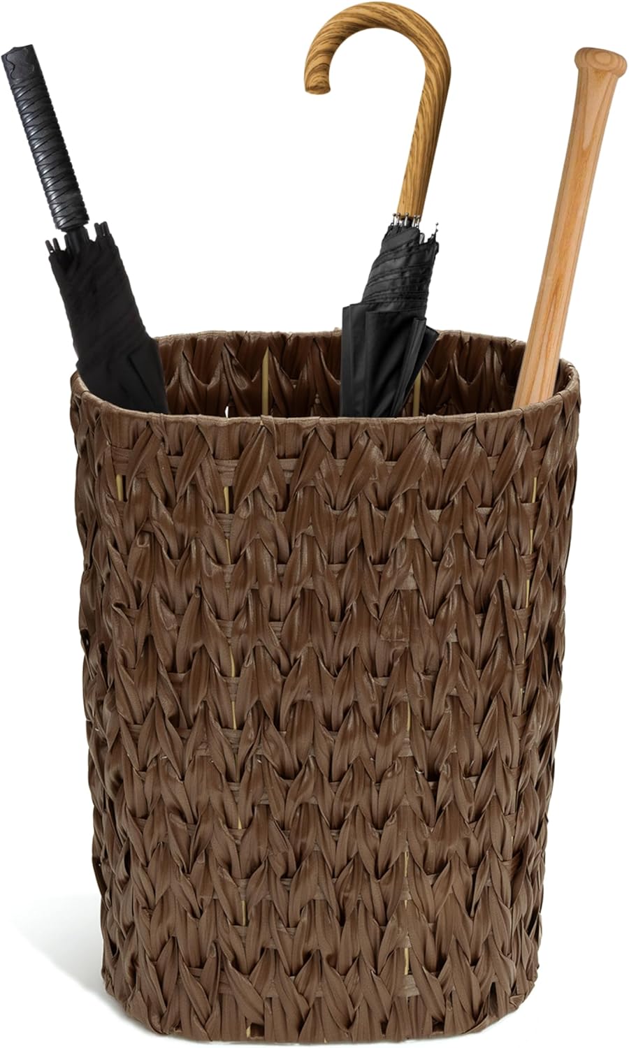 HAMOTOPI Tall Narrow Umbrella Stand with Wicker Basket