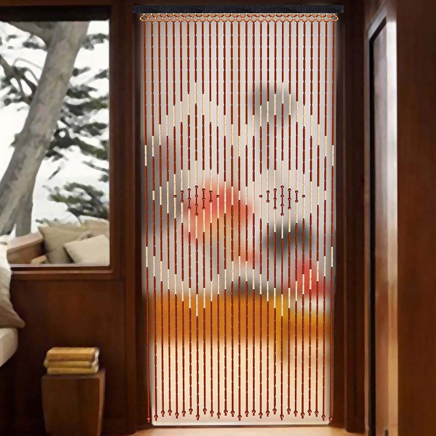 Bamboo Wood Bead Curtain with 27 Lines