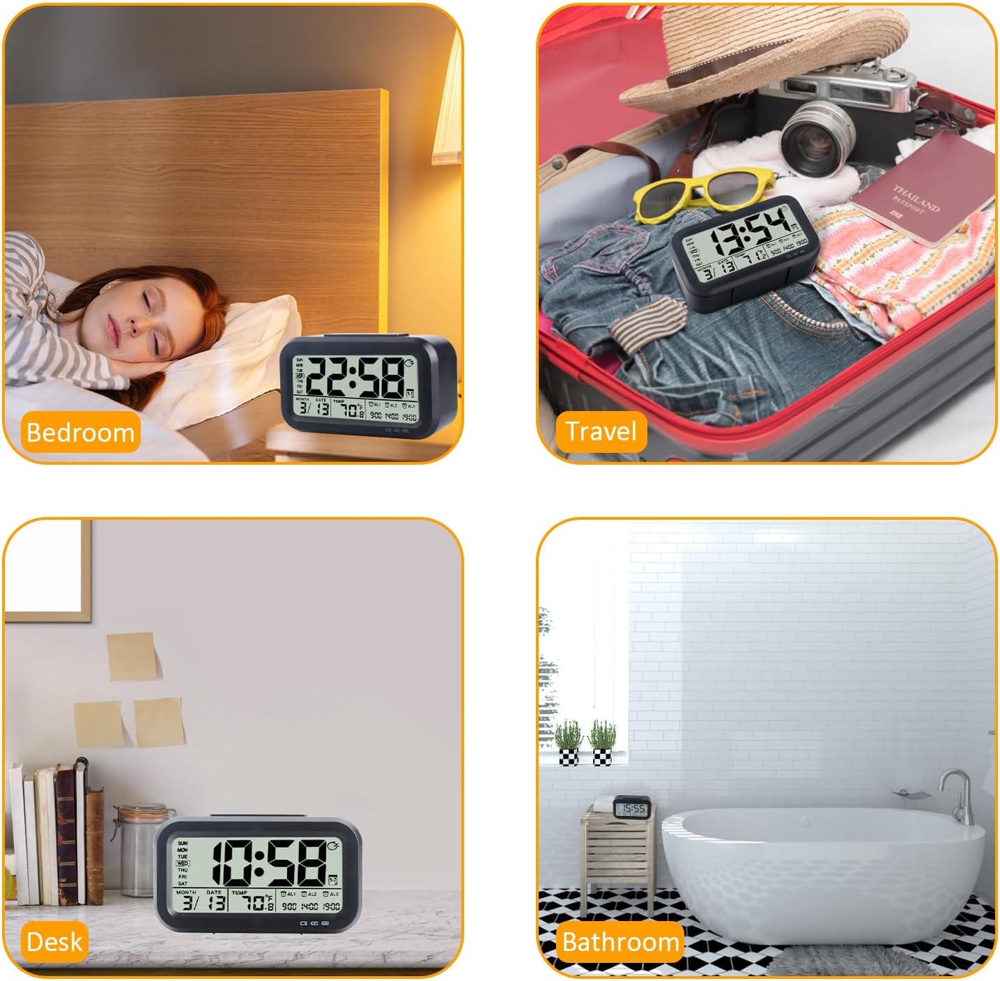 Digital Alarm Clock with 43 Screen and 3 Bells for Heavy Sleepers