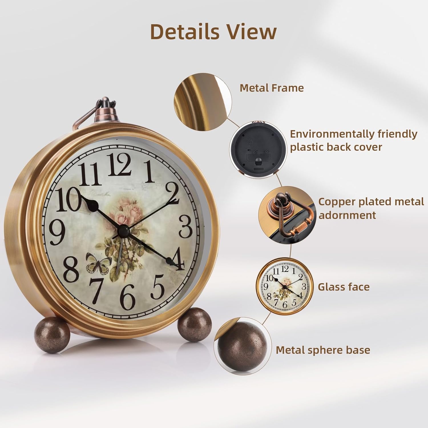 Maxspace Retro Vintage Desk Clock with Alarm