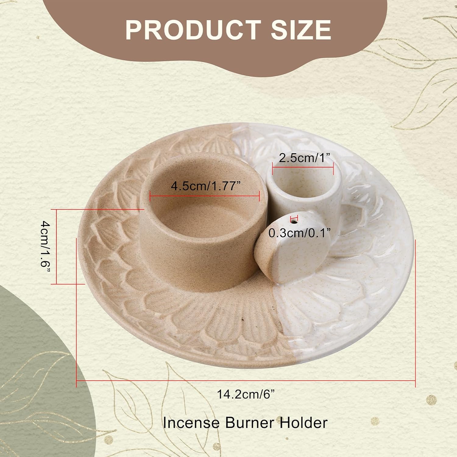 4 In 1 Incense Holder Ceramic Ash Catcher for Yoga and Meditation