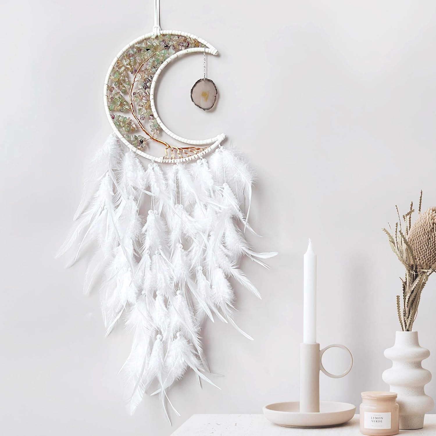 Moon Dream Catchers with Chakra Agate Stone