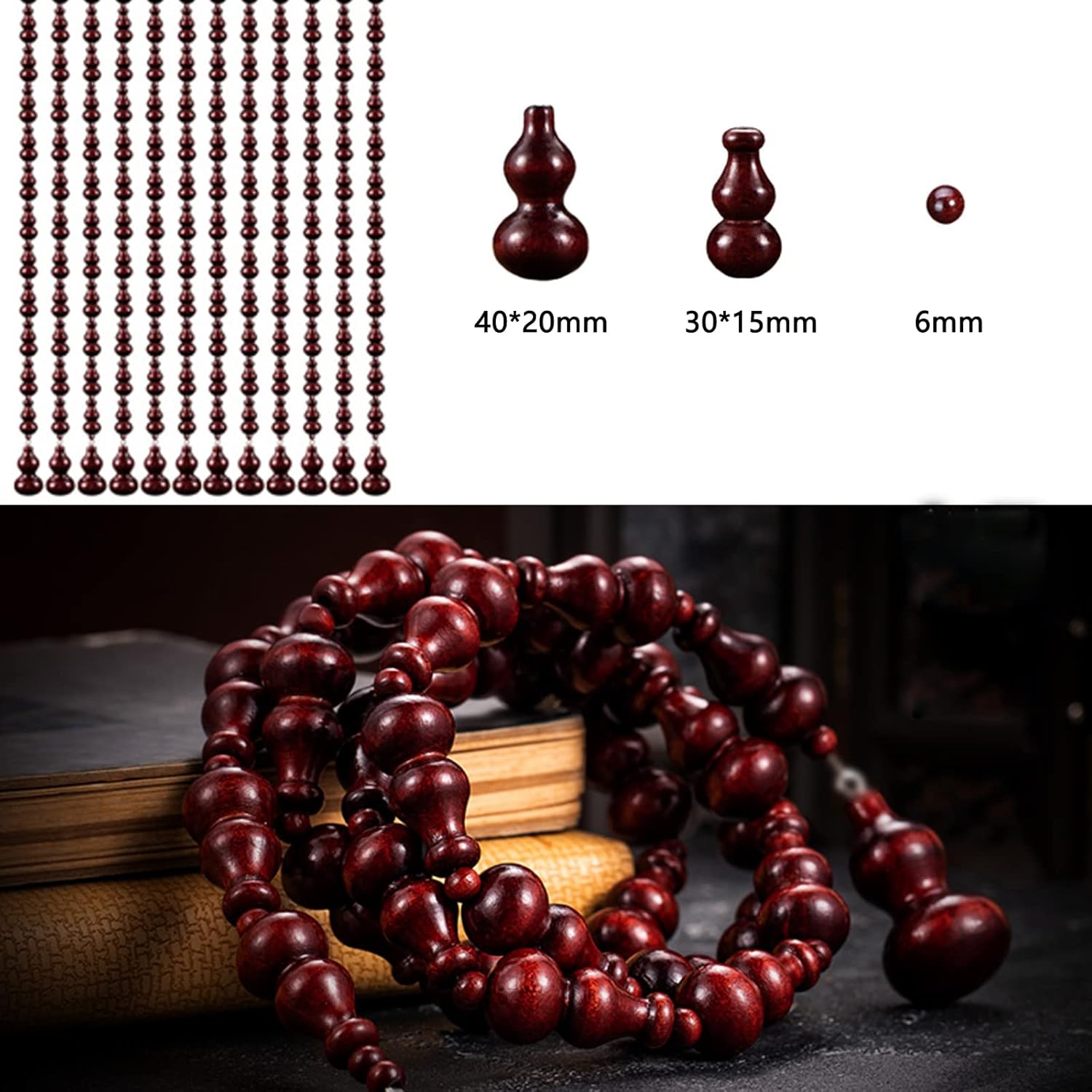 KDDEON Natural Wood Bead Curtain for Doorways and Windows