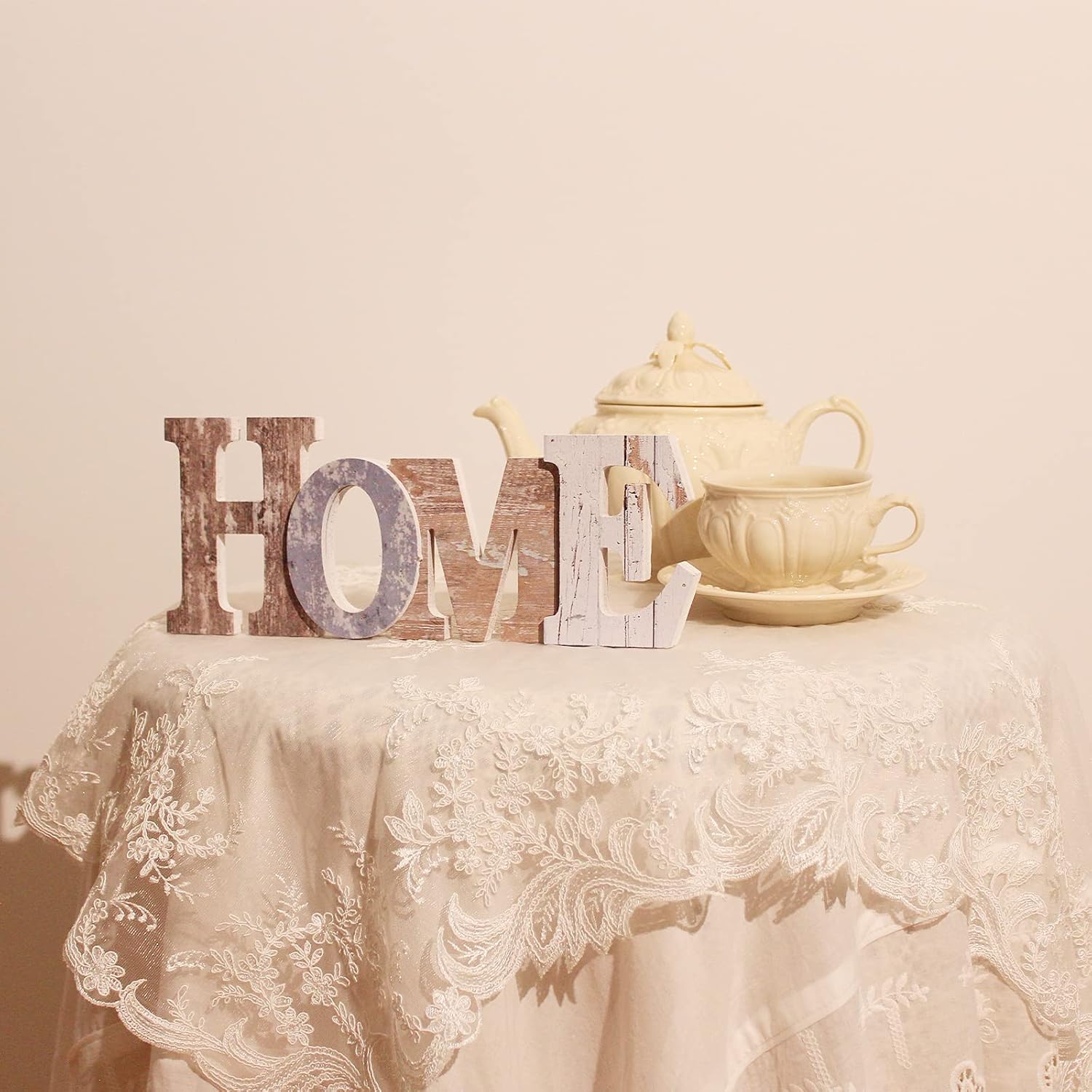 Wooden Home Sign with Classic Multi-Color Letters