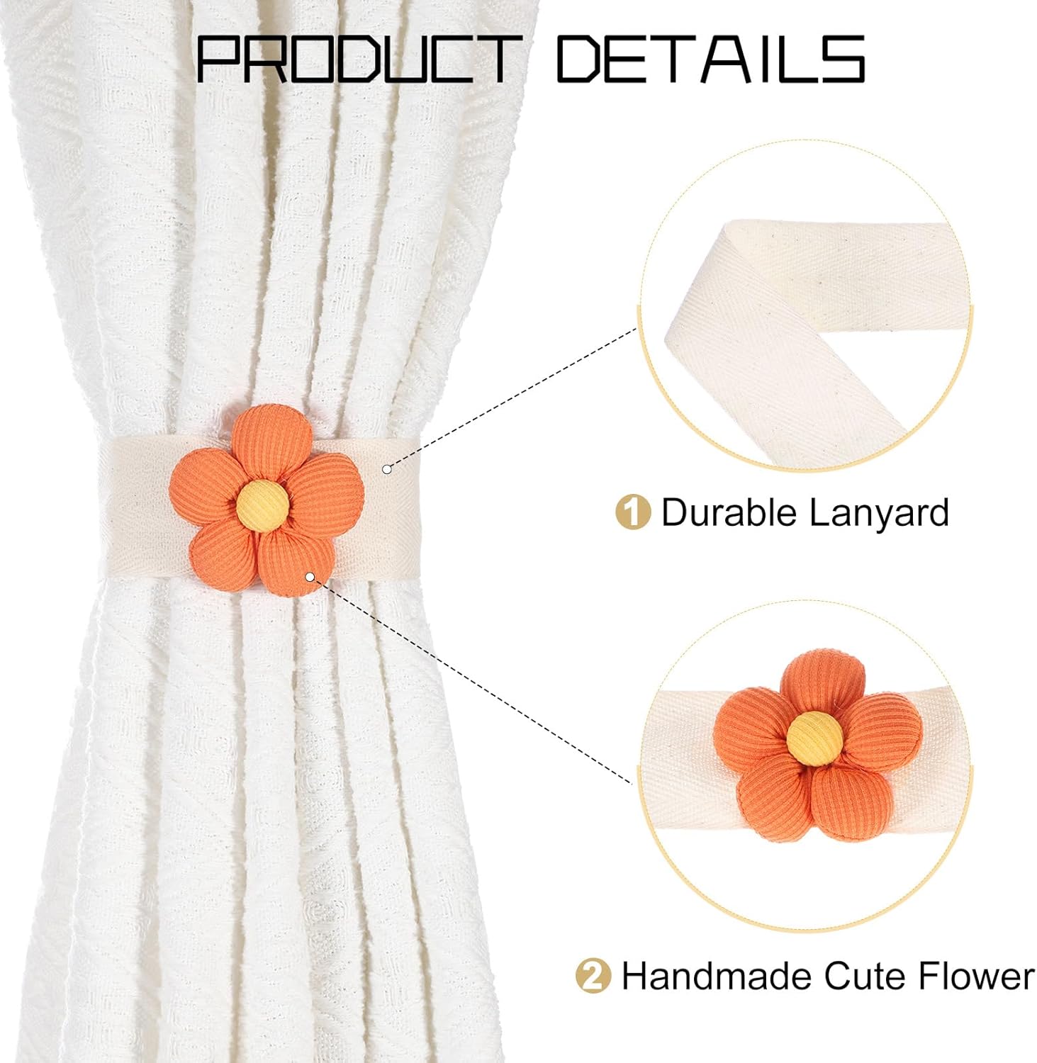 Uxcell Flower Curtain Tiebacks 2 Pack Bohemian Style