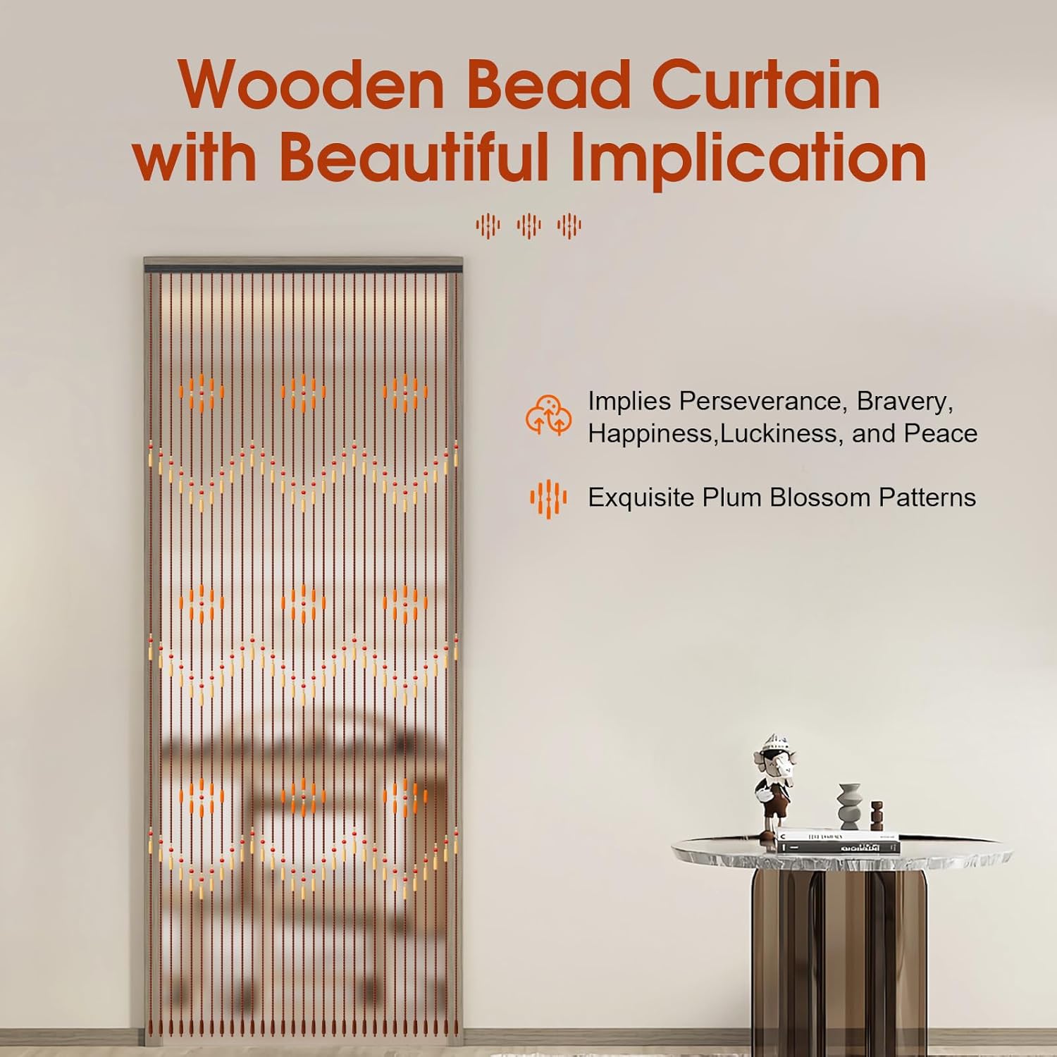 Wooden Beaded Curtain 354 x 866 Doorway Room Divider