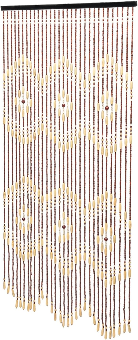 Natural Bamboo Door Bead Curtain 31 Strands Fringe
