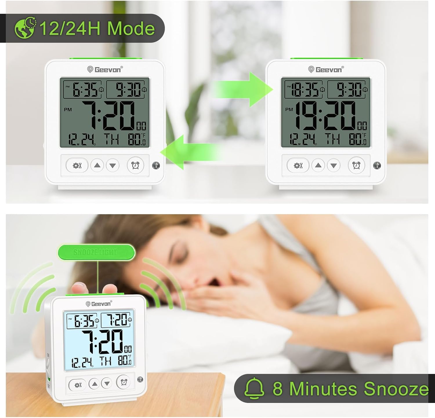 Geevon Smart Night Light Alarm Clock with Dual Alarm and Temperature Monitor