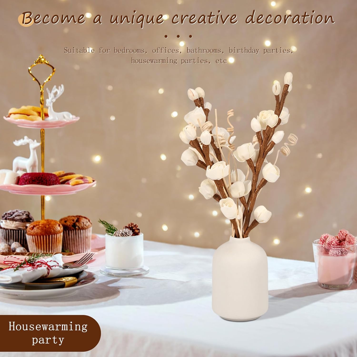 XDINGYY Reed Diffuser Sticks Set 8 Sticks 4 Flowers