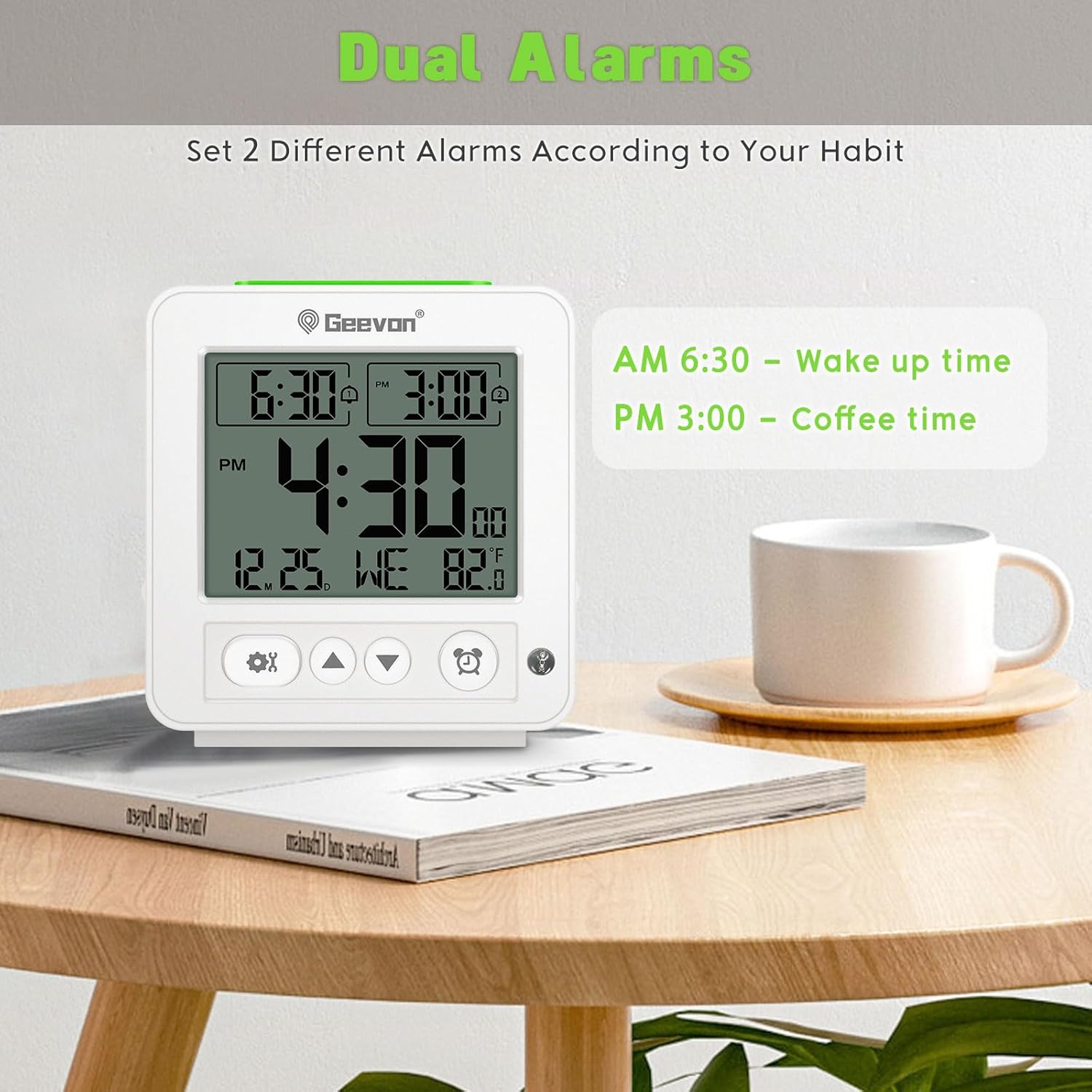 Geevon Smart Night Light Alarm Clock with Dual Alarm and Temperature Monitor