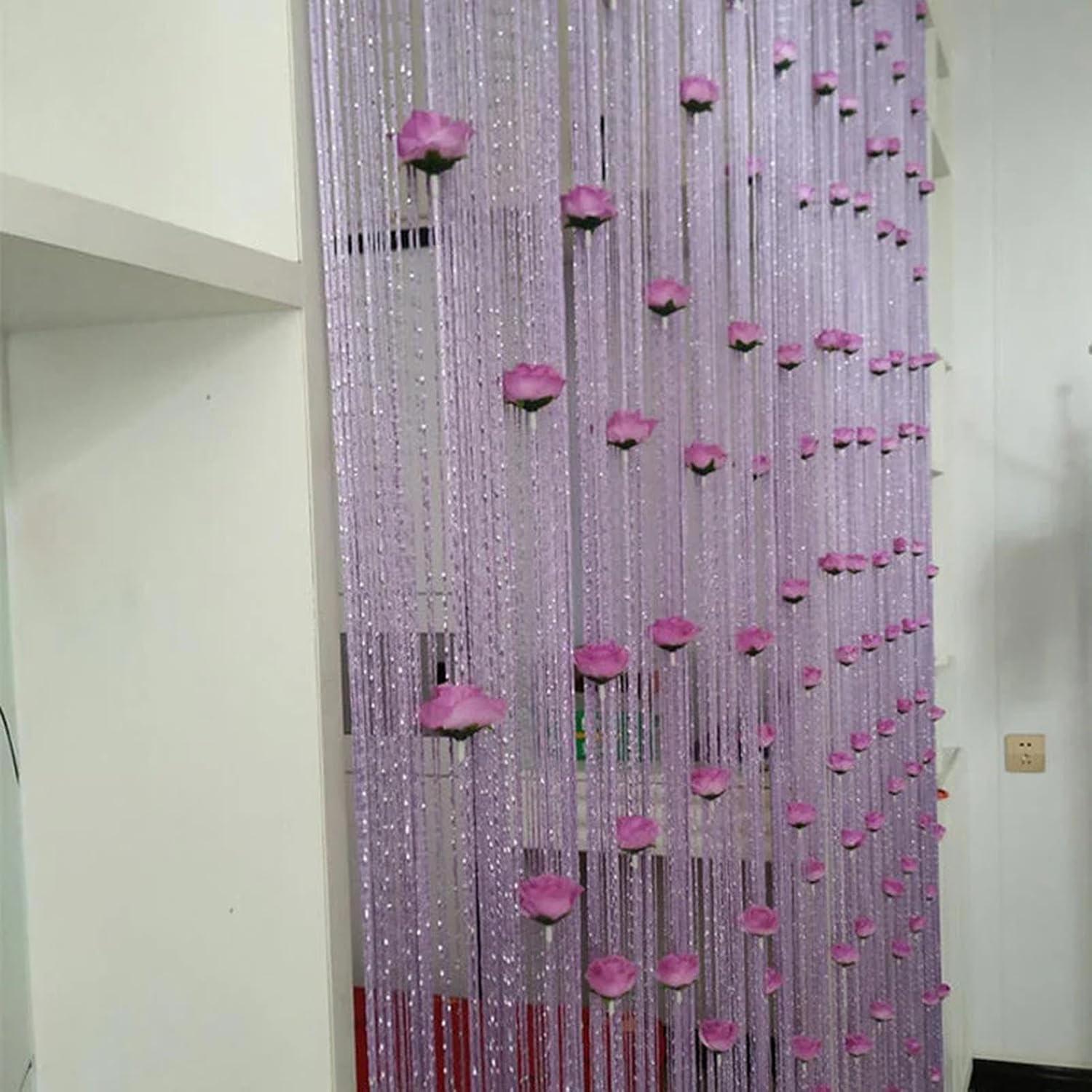 LAFANDE Thread Door Curtain with Roses Design