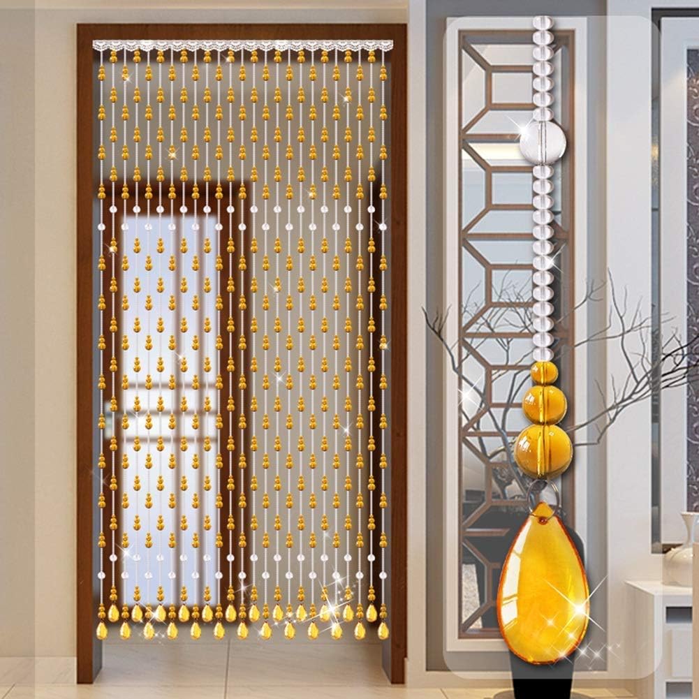 OKUOKA Beaded Crystal Curtain for Doorways - 29 Strands 14x176m Amber