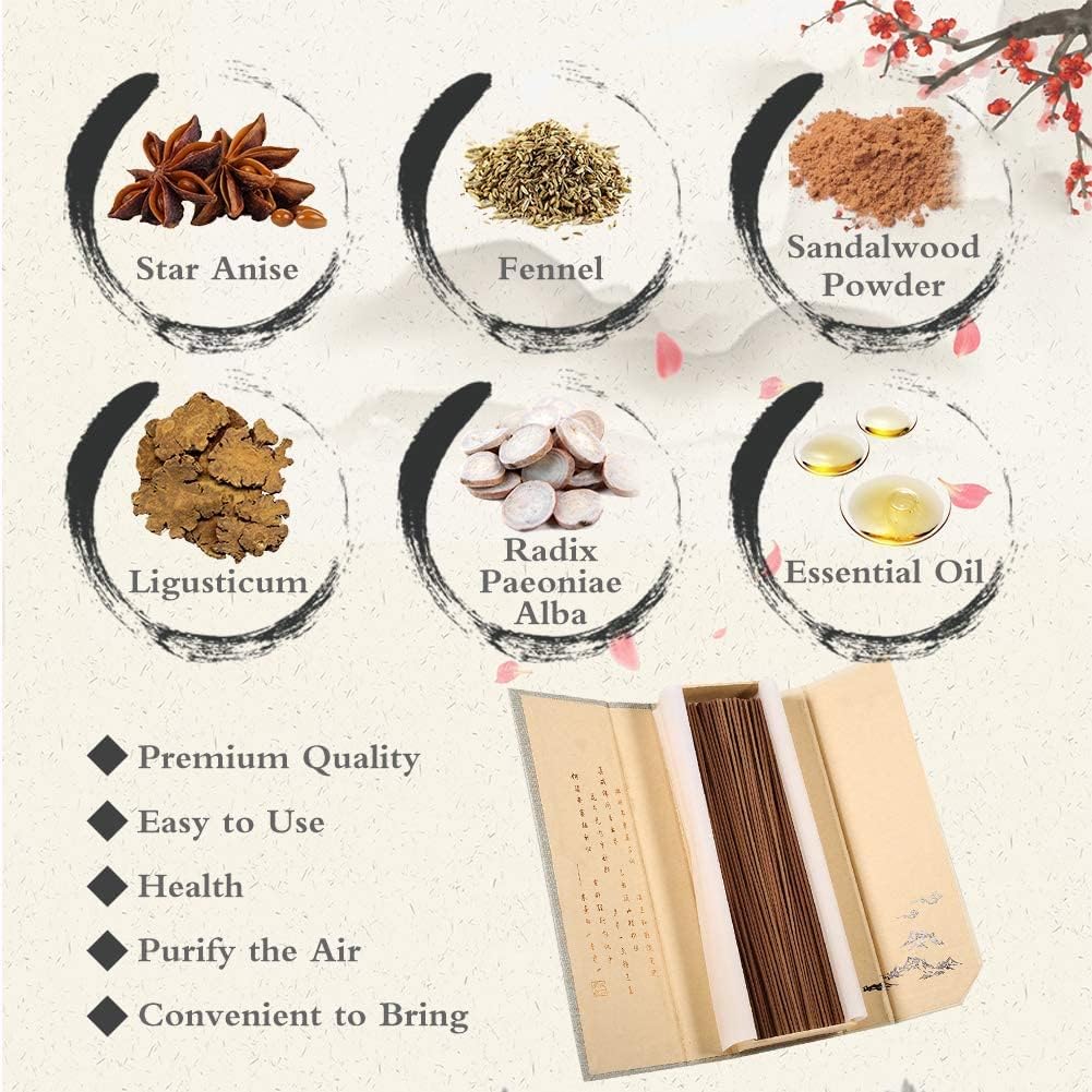 Zerodis 180 Pcs Pack Sandalwood Incense for Home Spa Office Meditation