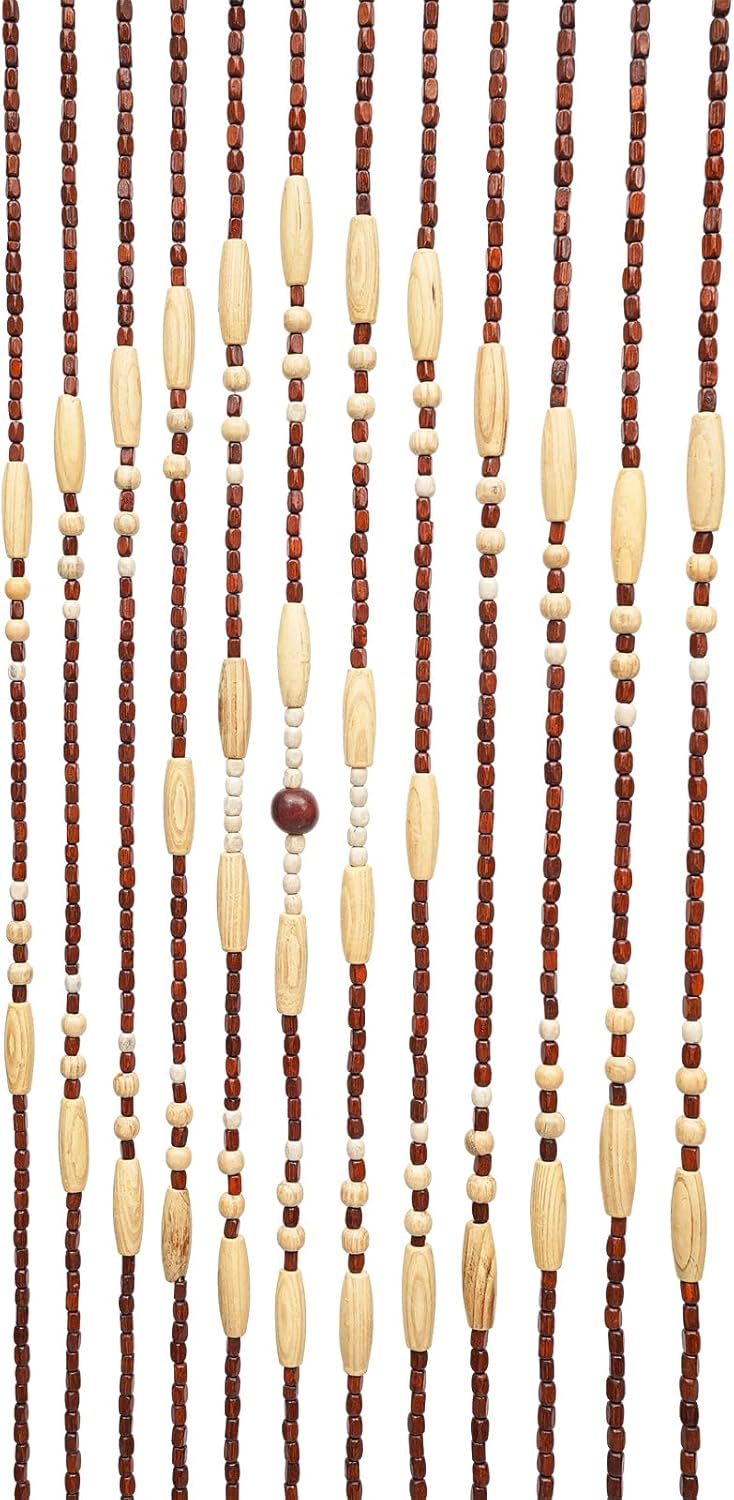 Natural Bamboo Door Bead Curtain 31 Strands Fringe