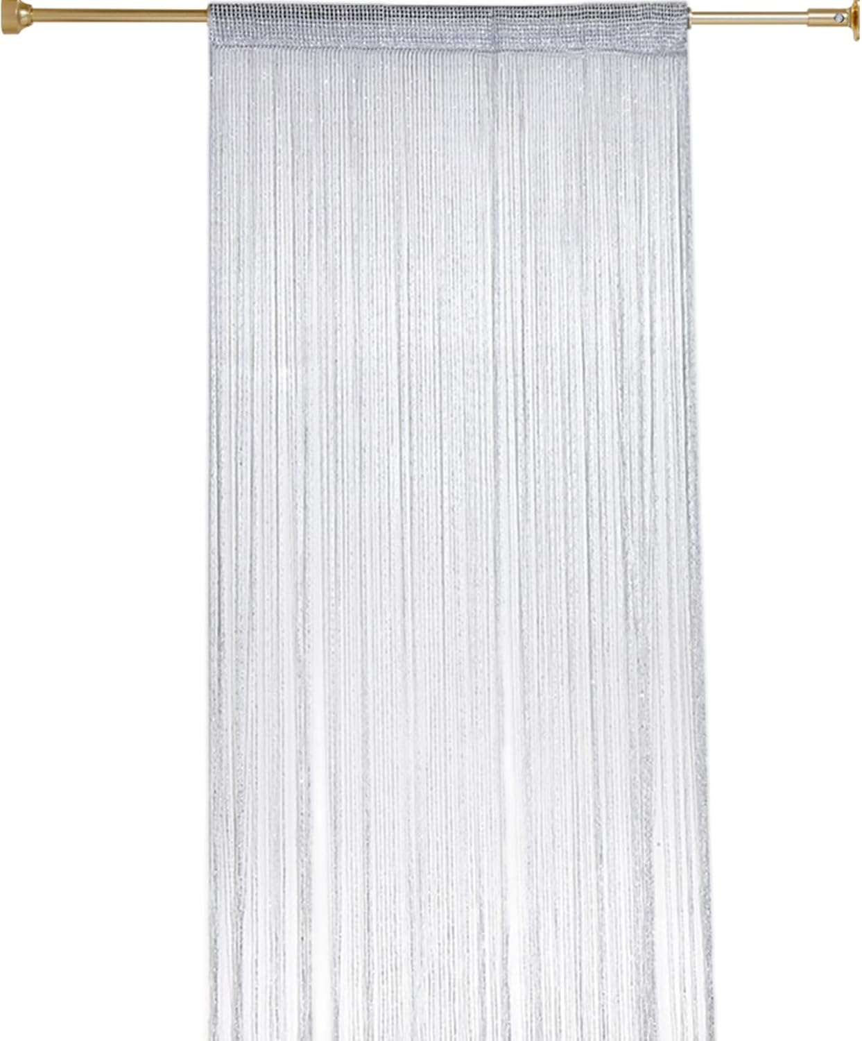 String Curtains 39x79 Inch Shiny Lightweight Polyester Doorway Curtains with Rod Pocket