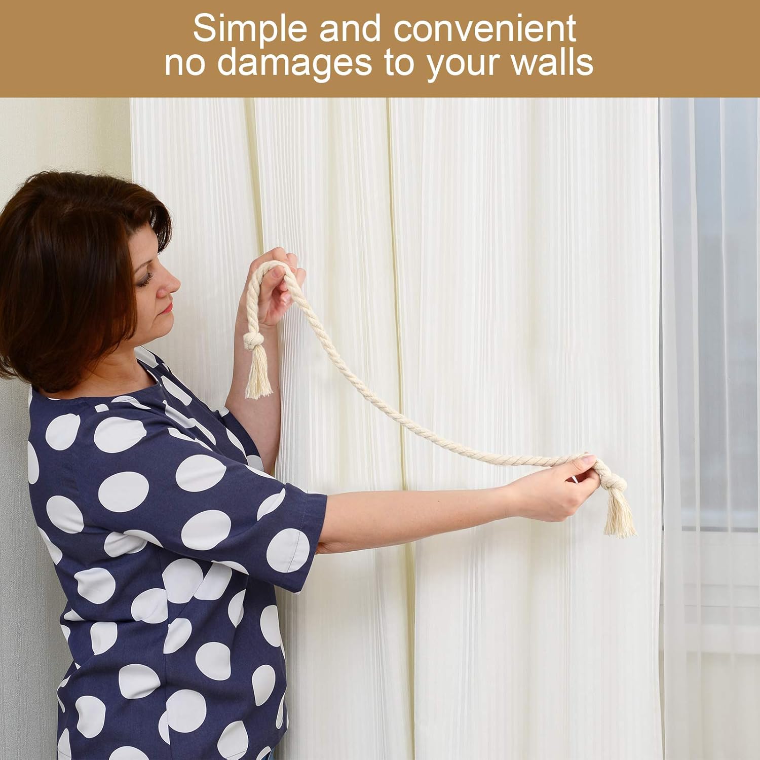 Tatuo 8 Piece Curtain Rope Tiebacks Beige