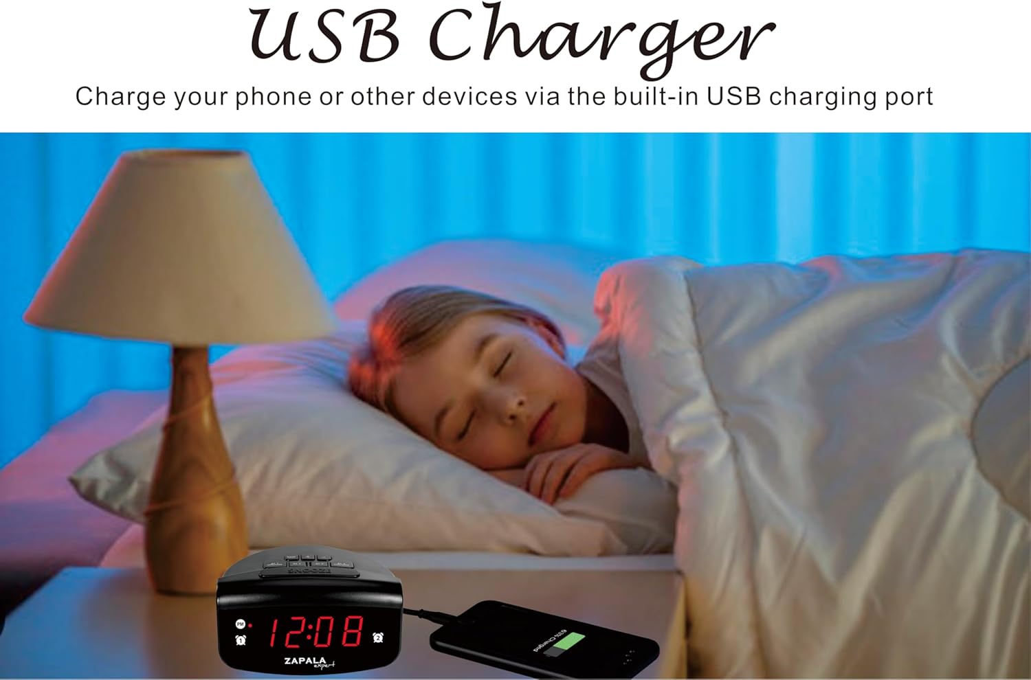 Zapala Expert Alarm Clock with 2 Alarms and USB Charging