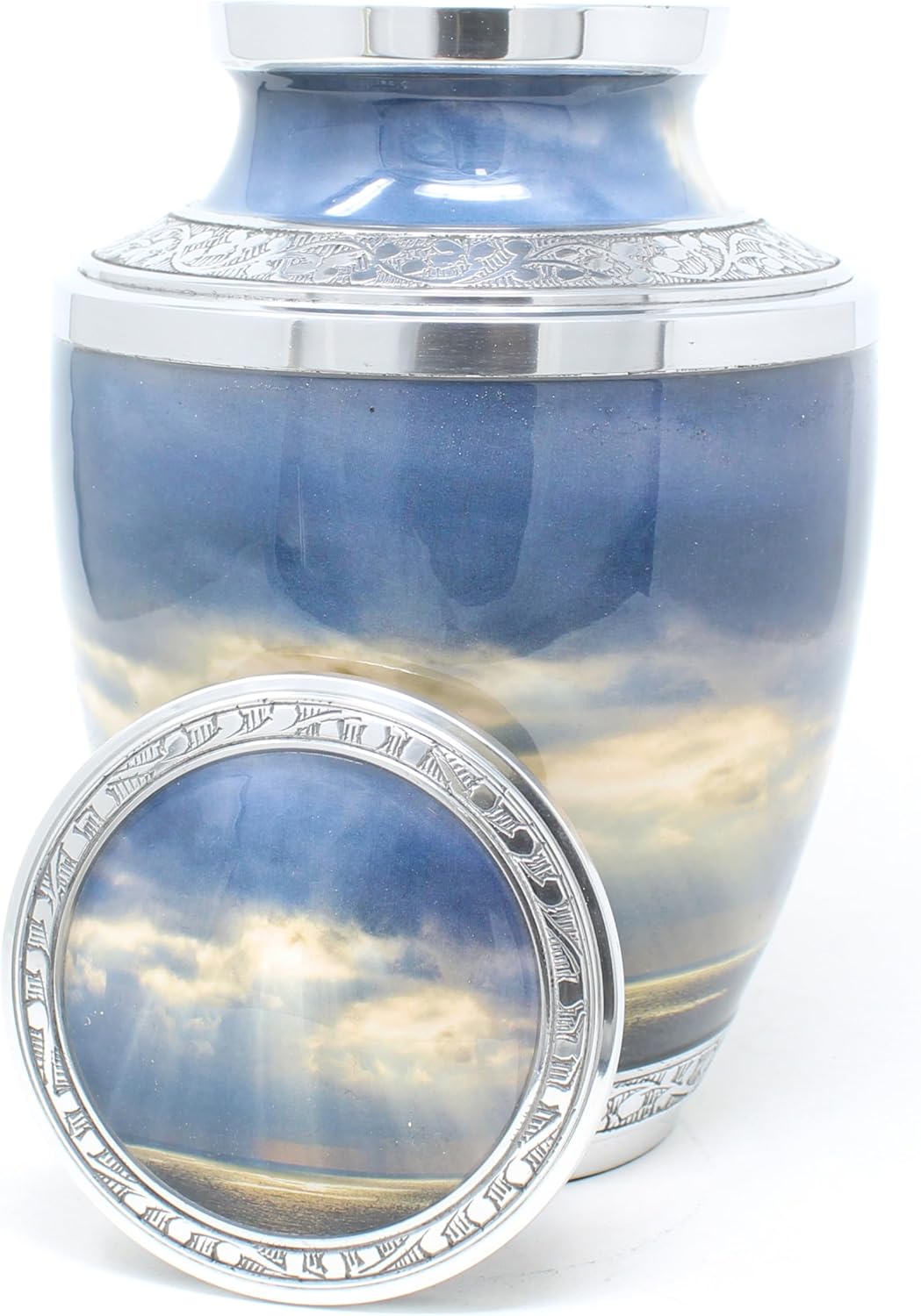 Sky with Clouds and Sunlight Design Cremation Urn for Adult Ashes - Large