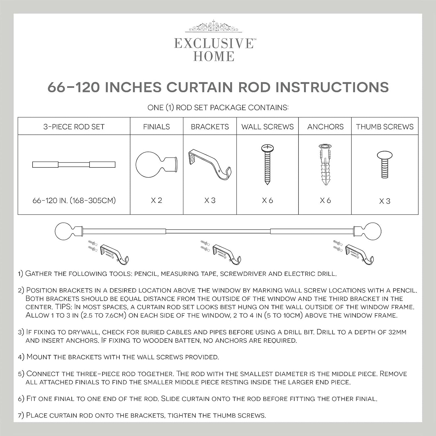 Exclusive Home Vine 1 Inch Curtain Rod with Finials Set