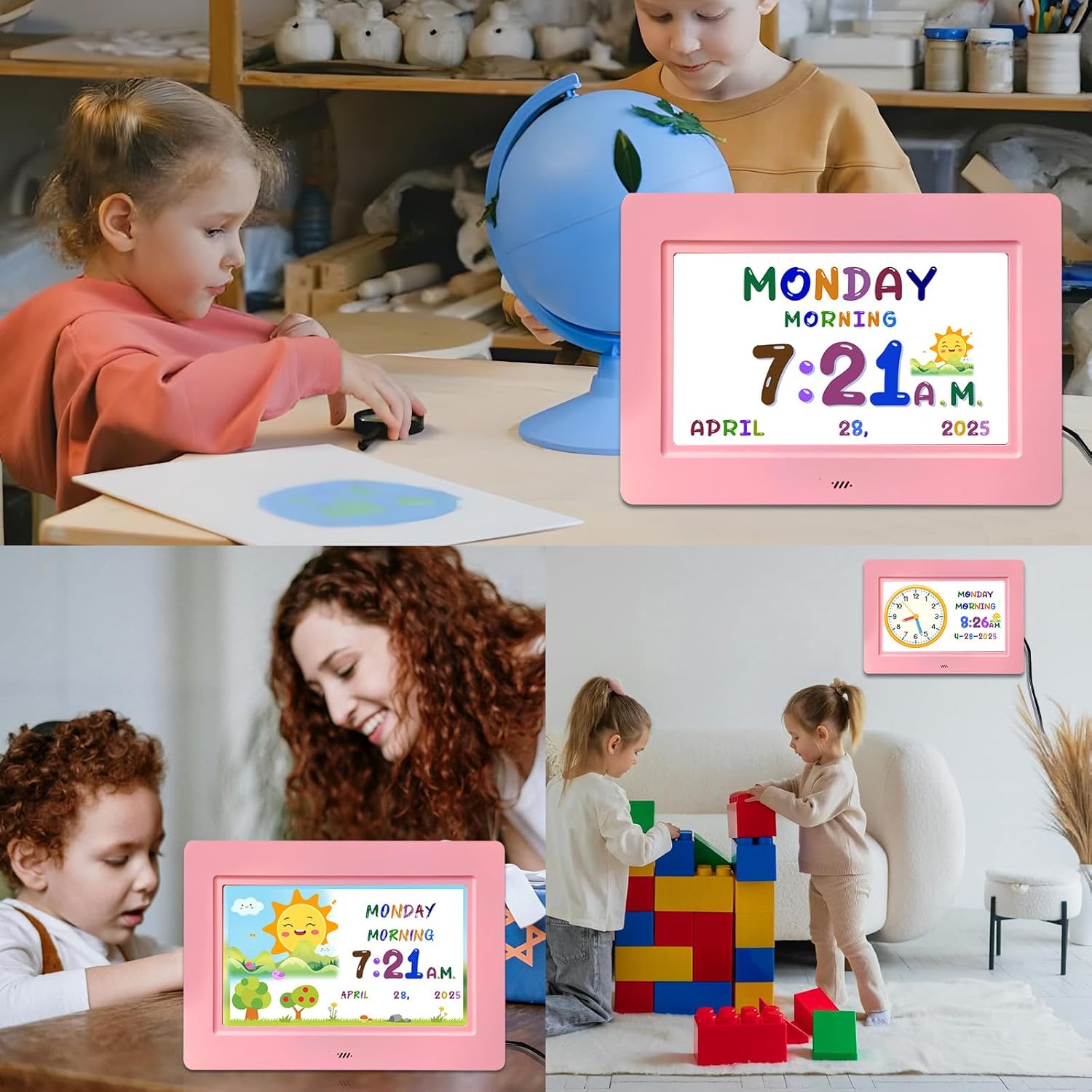 SSYA Digital Clock with 20 Alarms and Clear Display for Kids